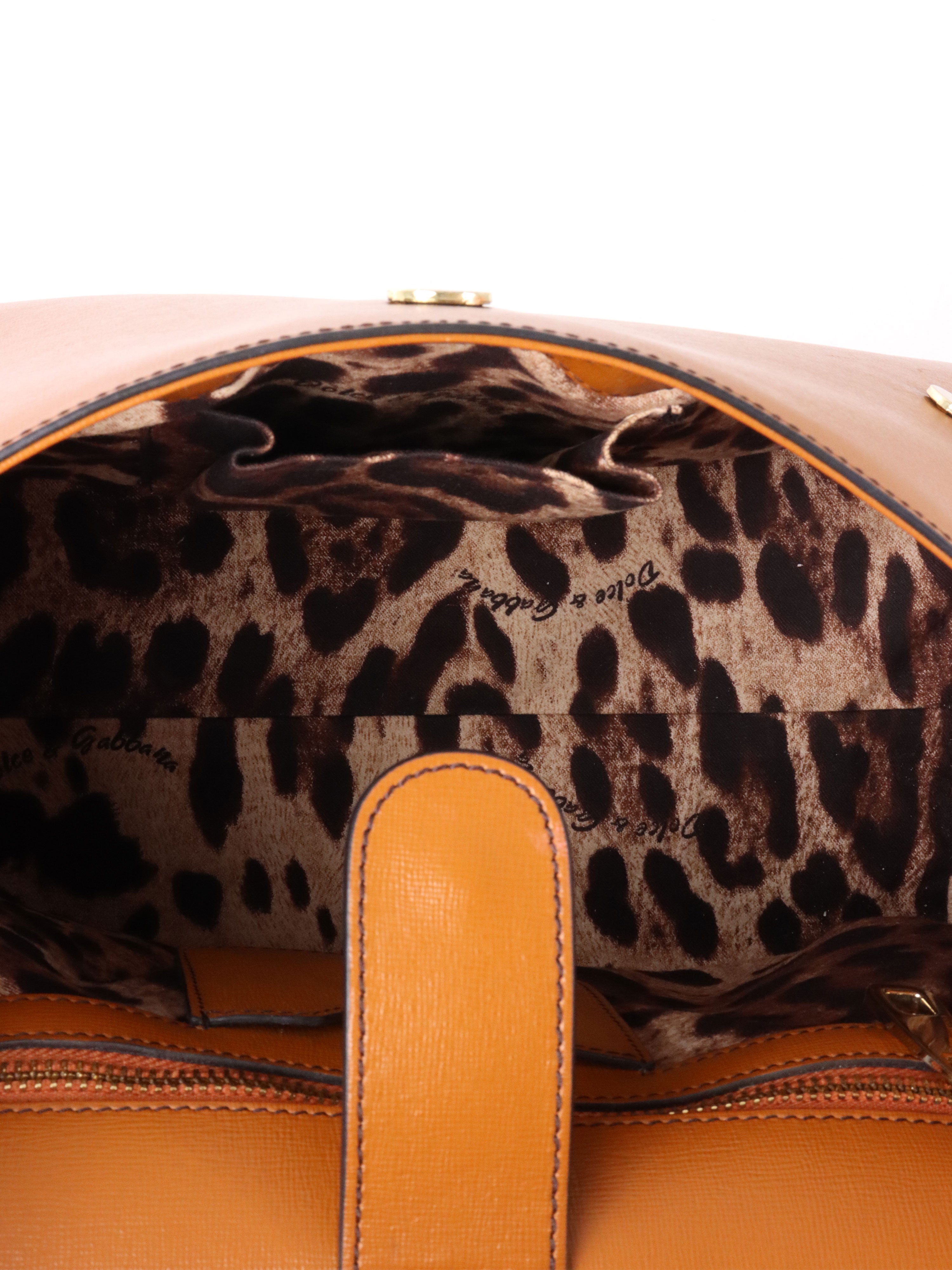 Dolce  Gabbana Caramel Brown Sicily Tote Bag.