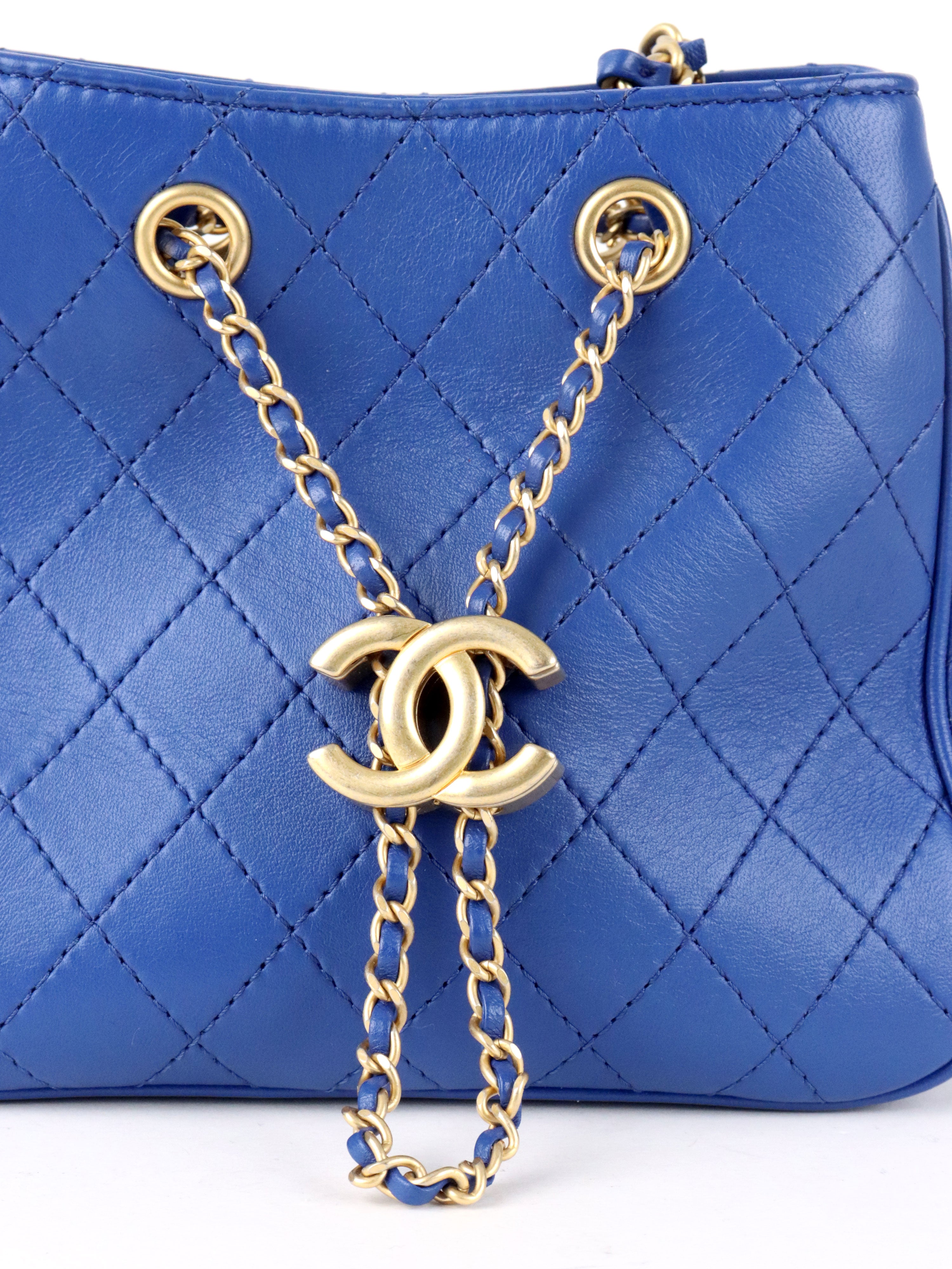 Chanel Blue Egyptian Amulet Drawstring Bucket Bag