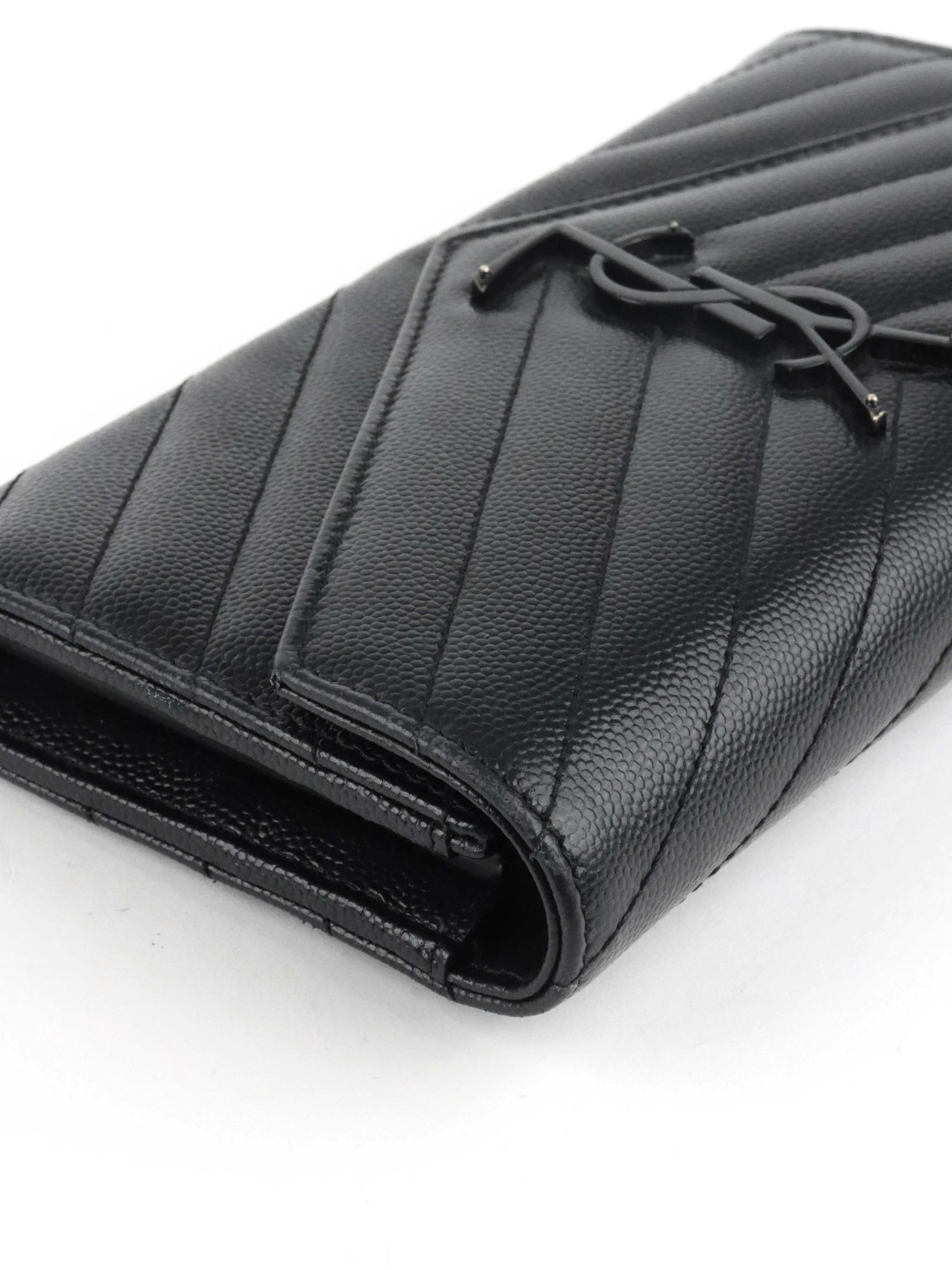 Saint Laurent Black Cassandre Matelasse Large Flap Wallet