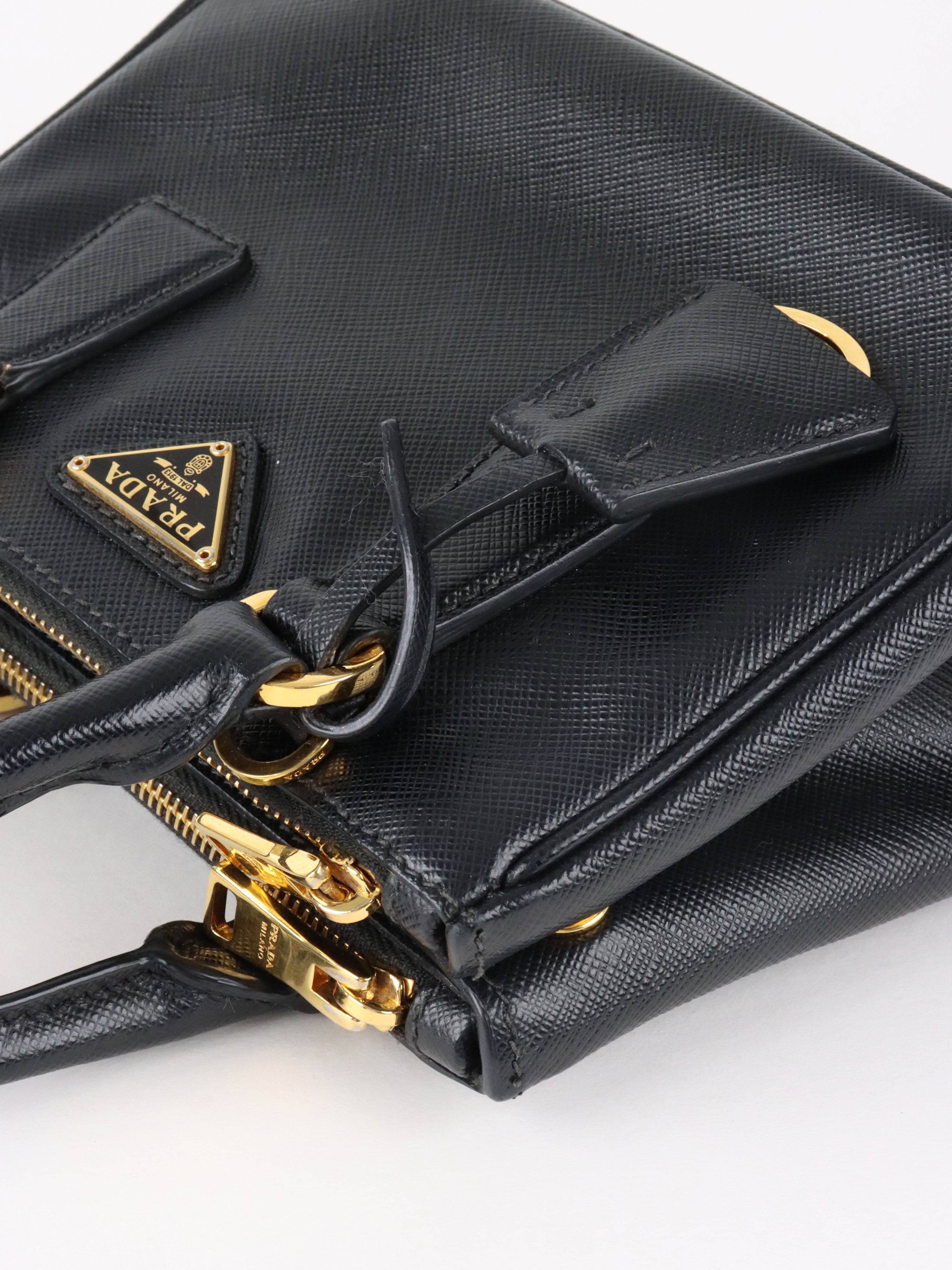 Prada Black Mini Galleria Patent Saffiano Bag