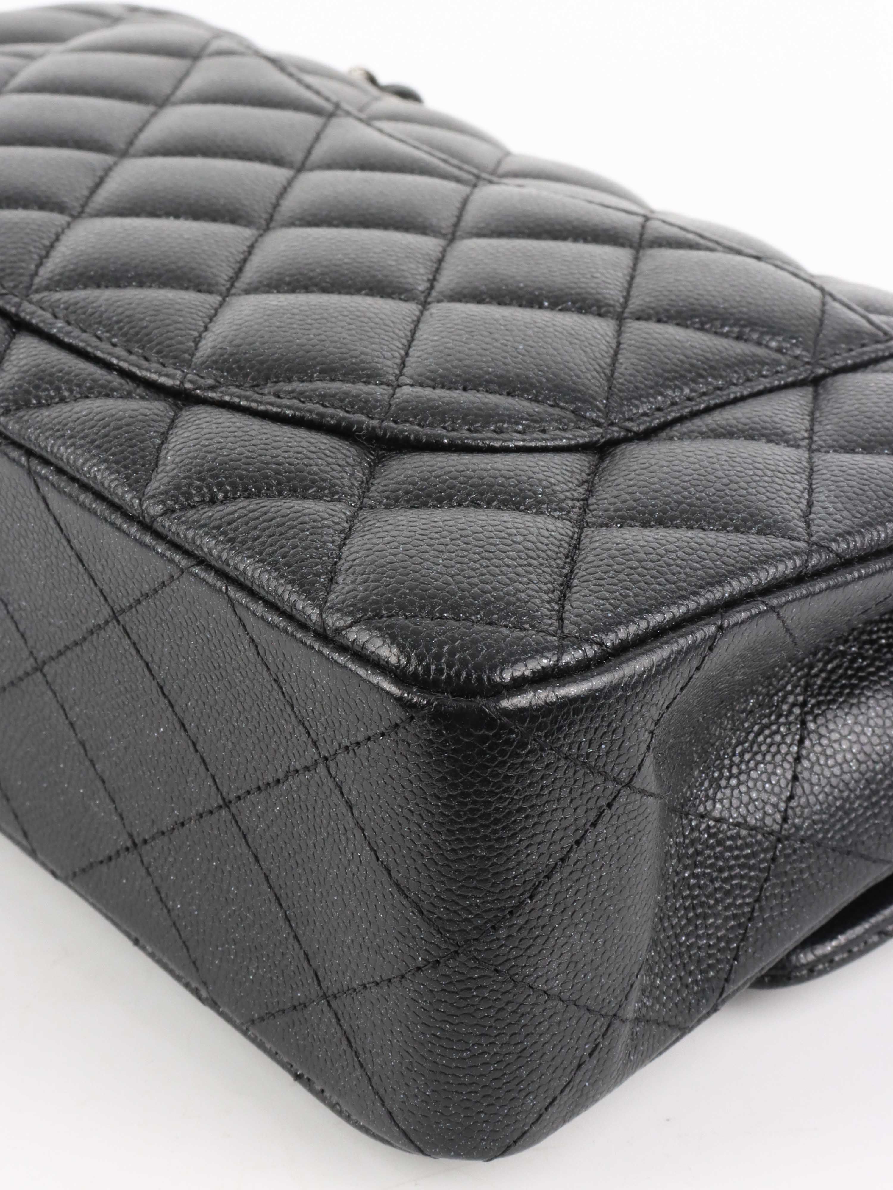 Chanel Small Black Iridescent Caviar Classic Flap SHW.