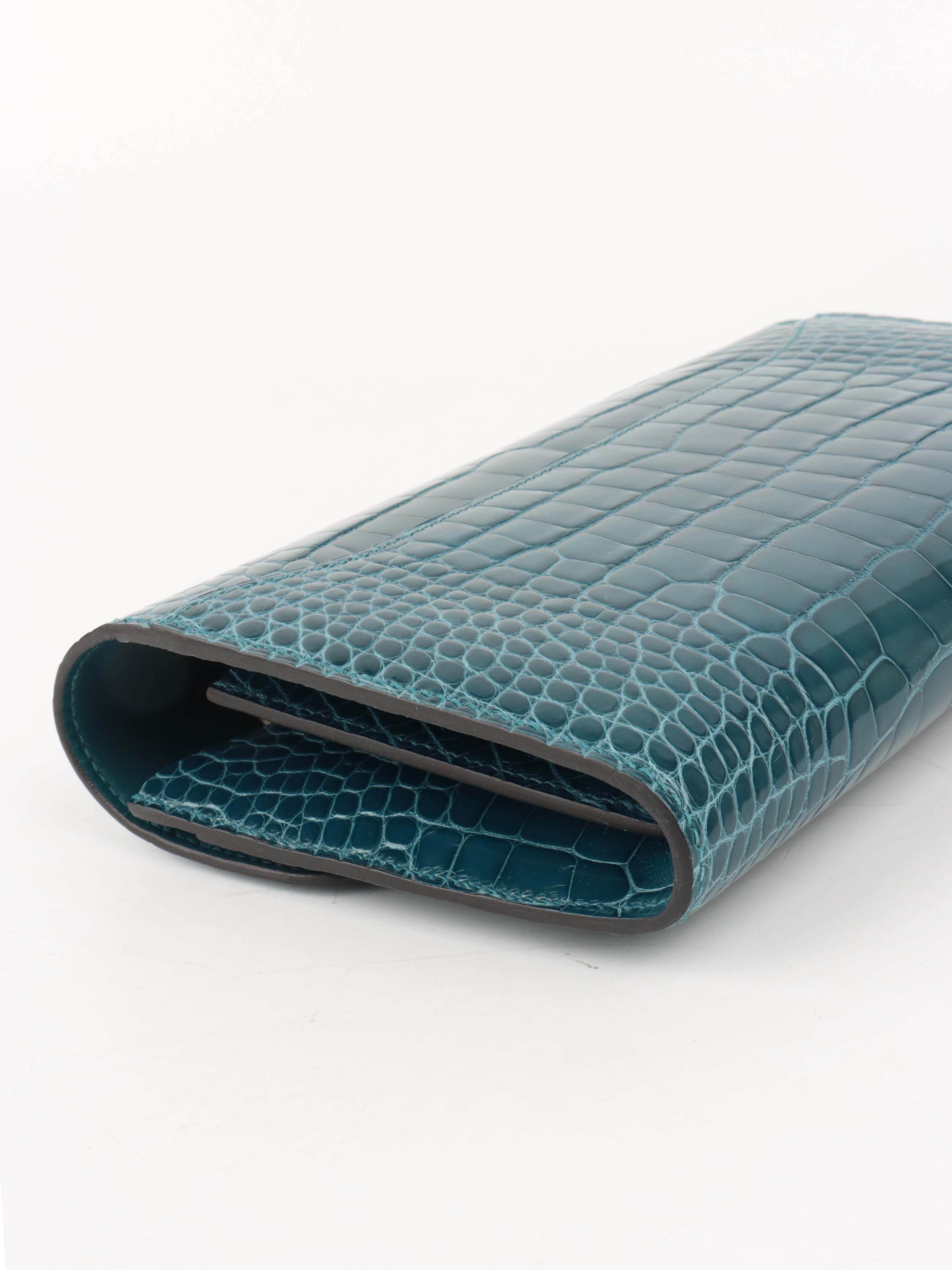 Hermes Alligator Constance Wallet Vert Bosphore.