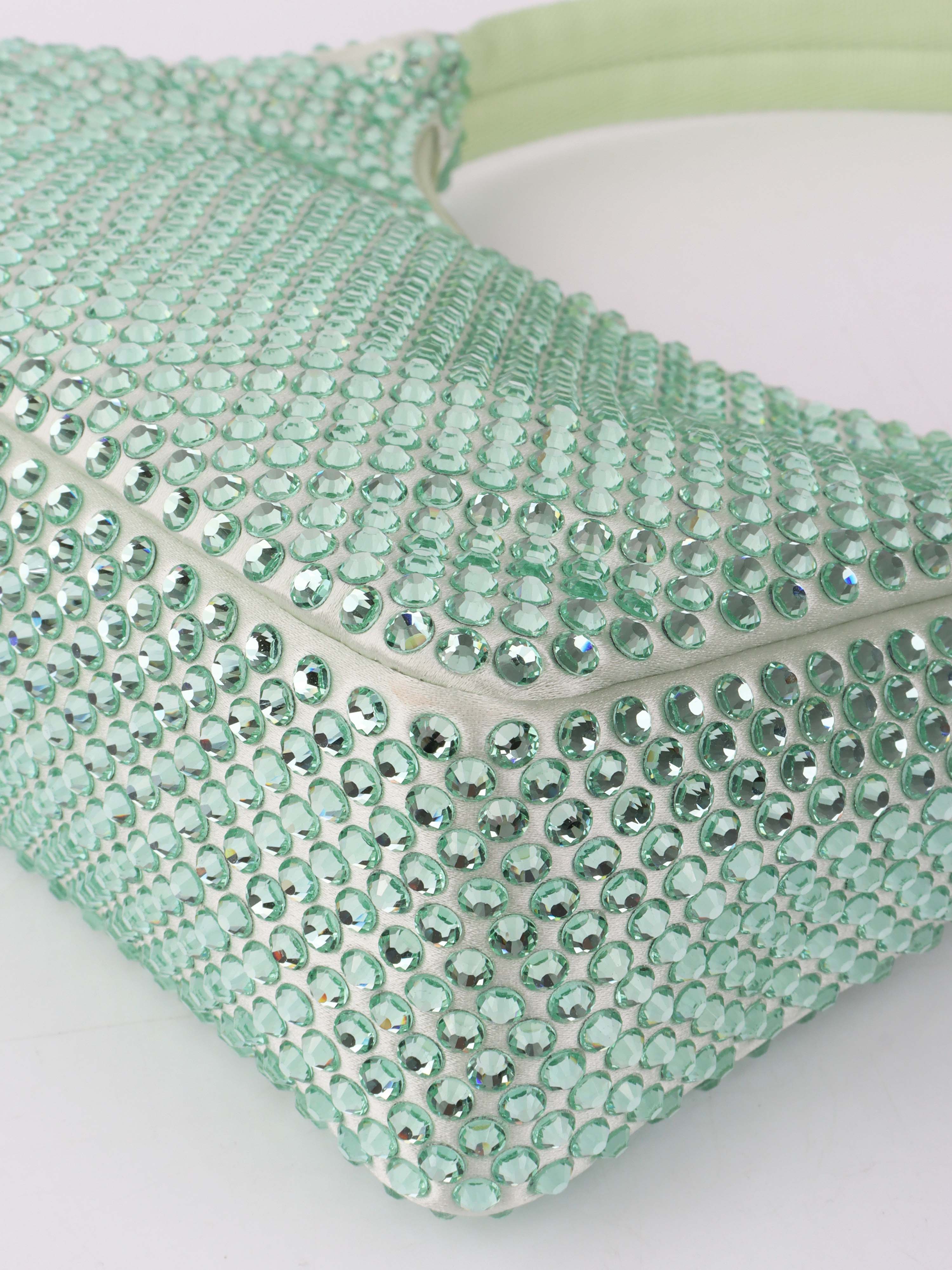 Prada Mint Green Crystal Re-Edition 2000 Shoulder Bag.