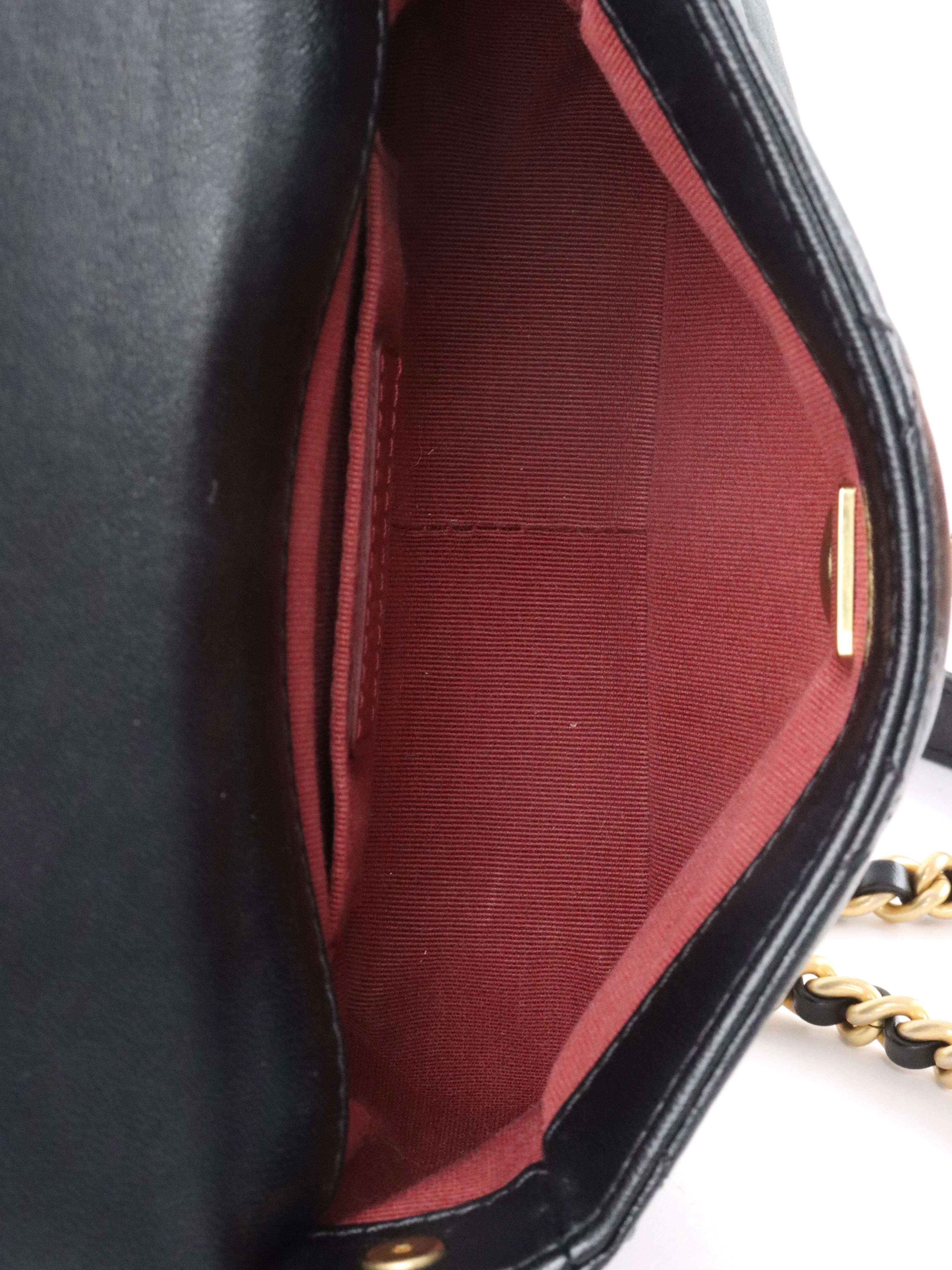 Chanel 21B Black Lambskin Quilted Mini Square Flap Bag GHW