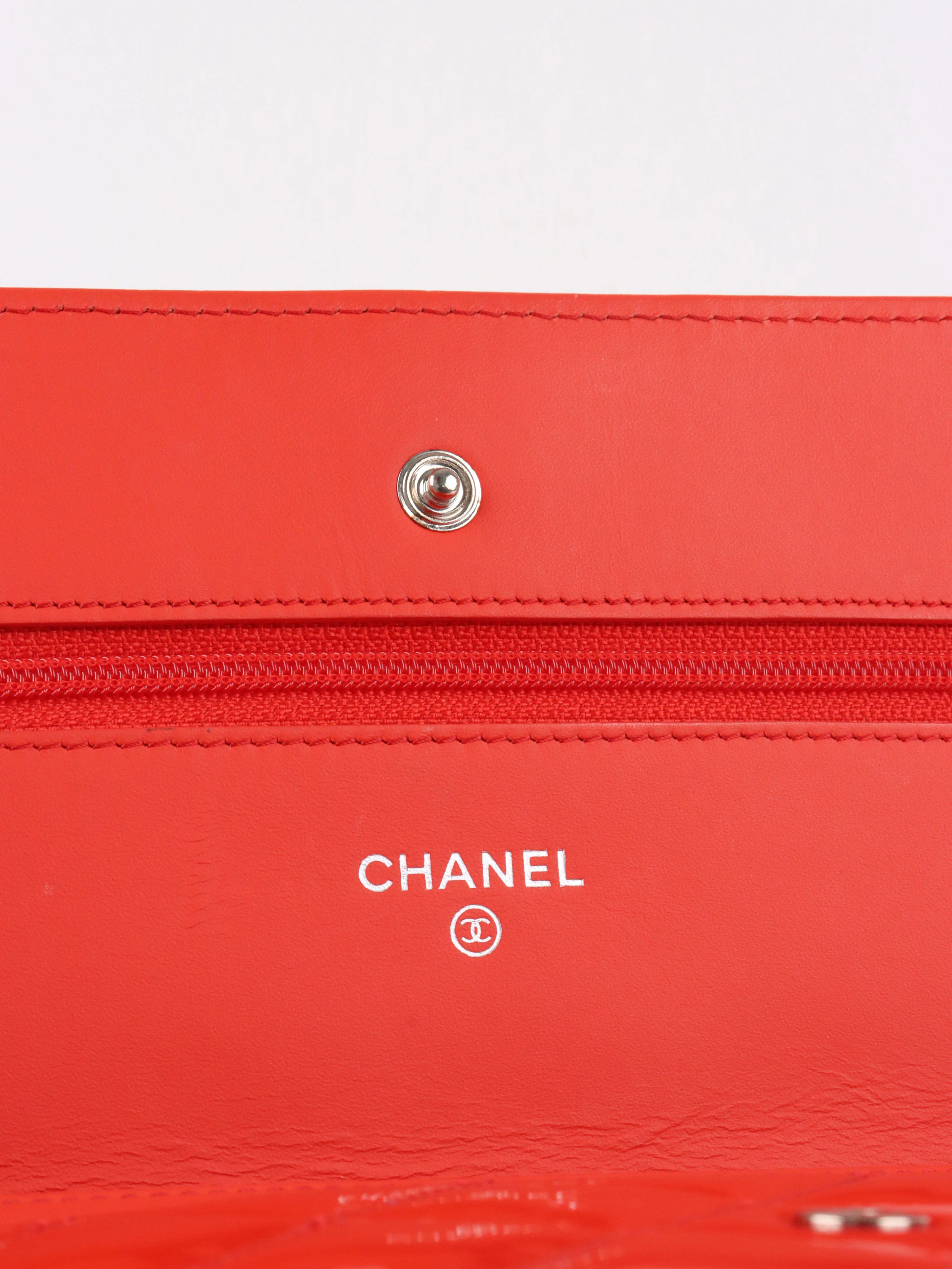 Chanel Red Patent Wallet on Chain SHW