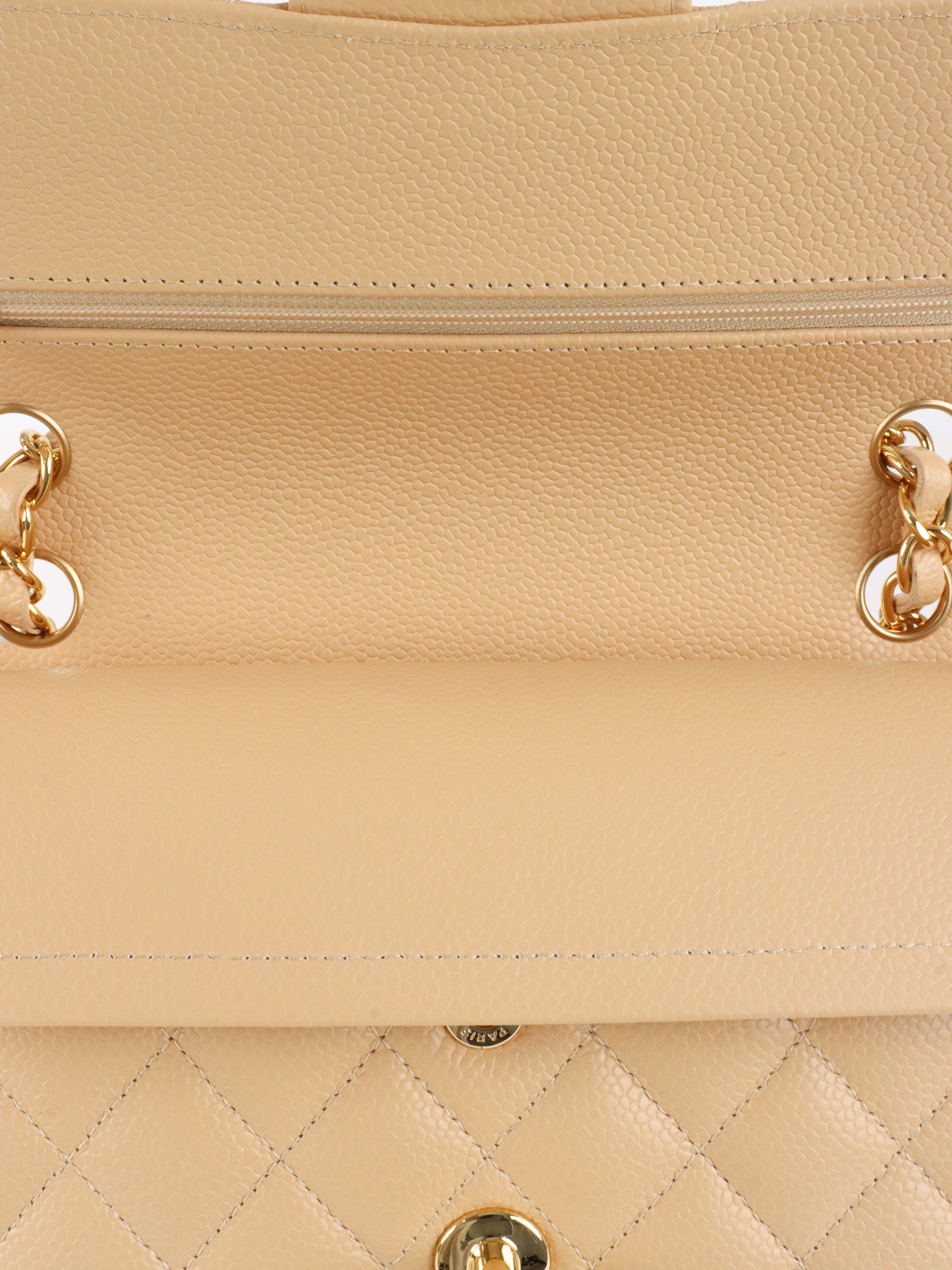 Chanel Small Beige Caviar Classic Flap