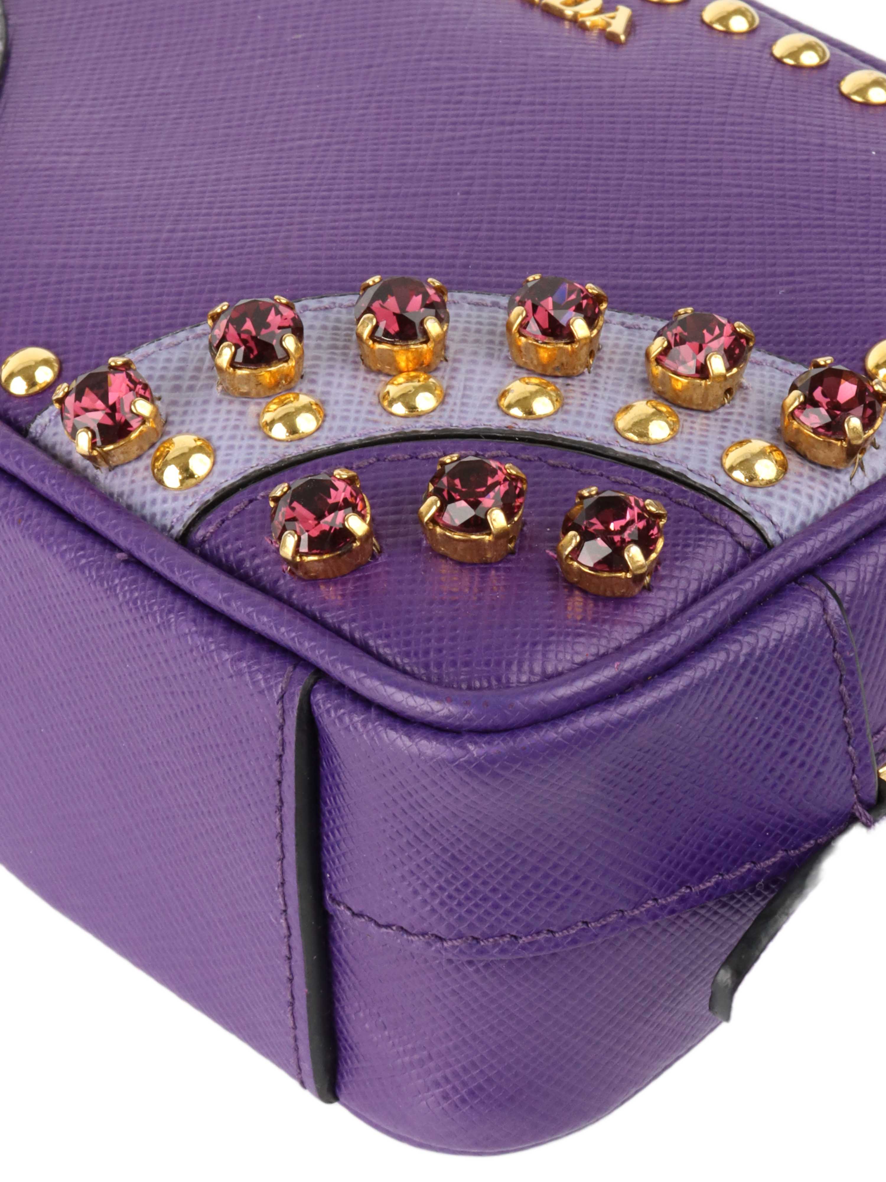 Prada Small Purple Saffiano Crossbody Bag.