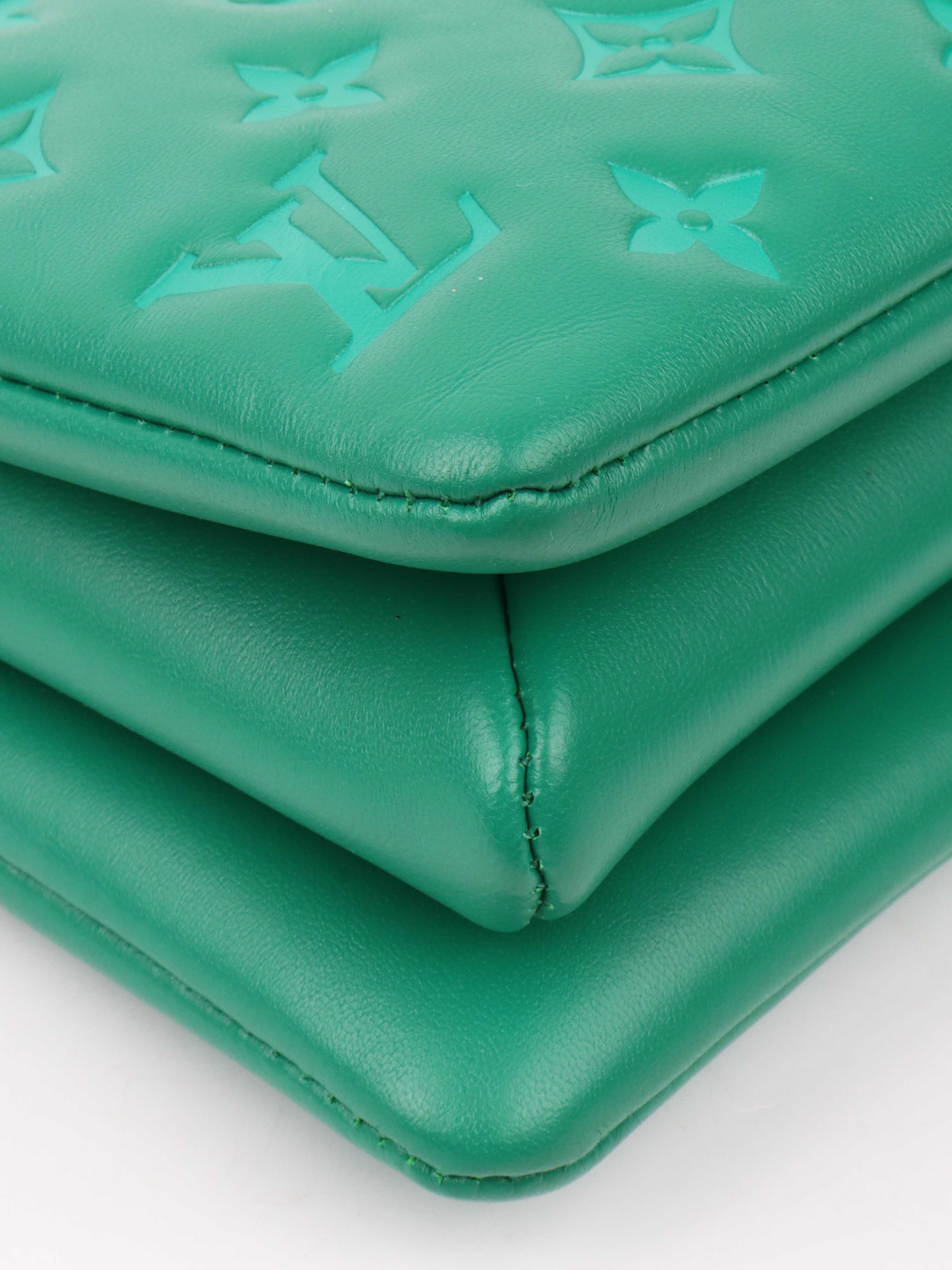 Louis Vuitton Vert Green Monogram Embossed Puffy Coussin BB GHW Bag.