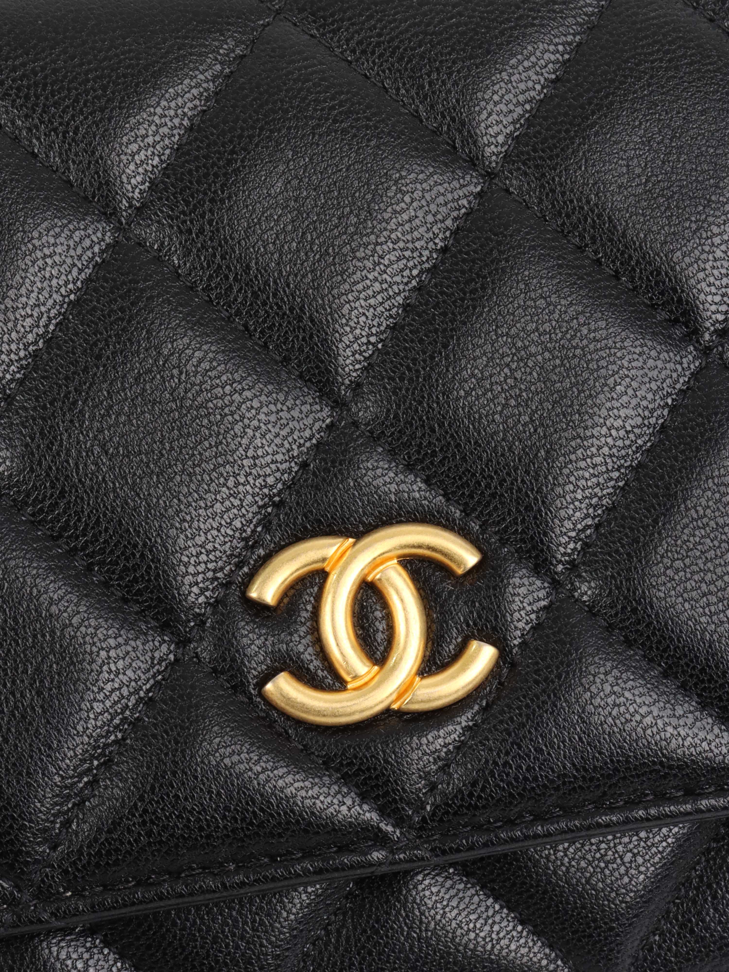 Chanel Black Lambskin Punk Wallet on Chain GHW.