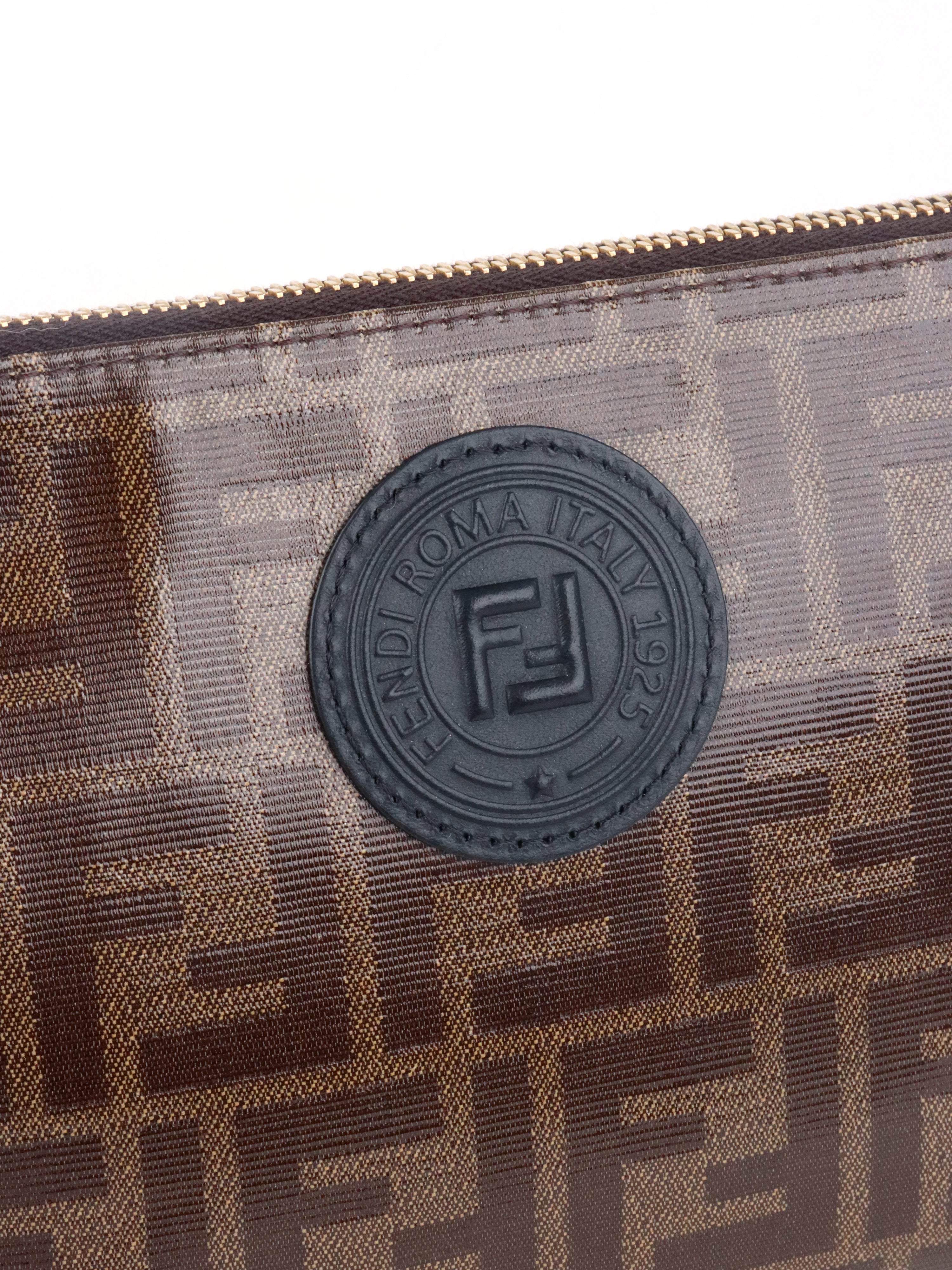 Fendi Glazed Brown FF Zucca Flat Pouch