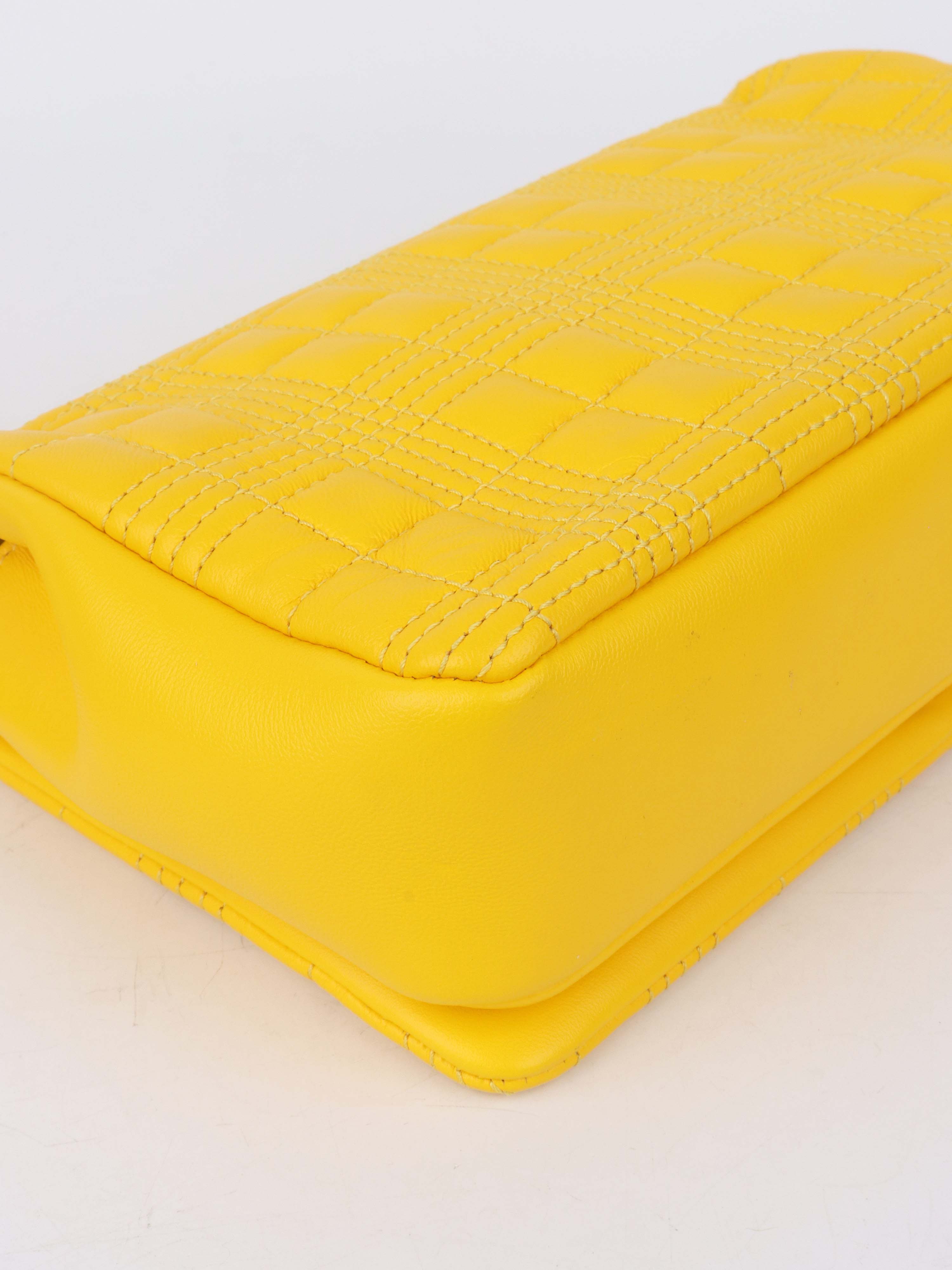Burberry Yellow Quitled Leather Small Lola Bag.