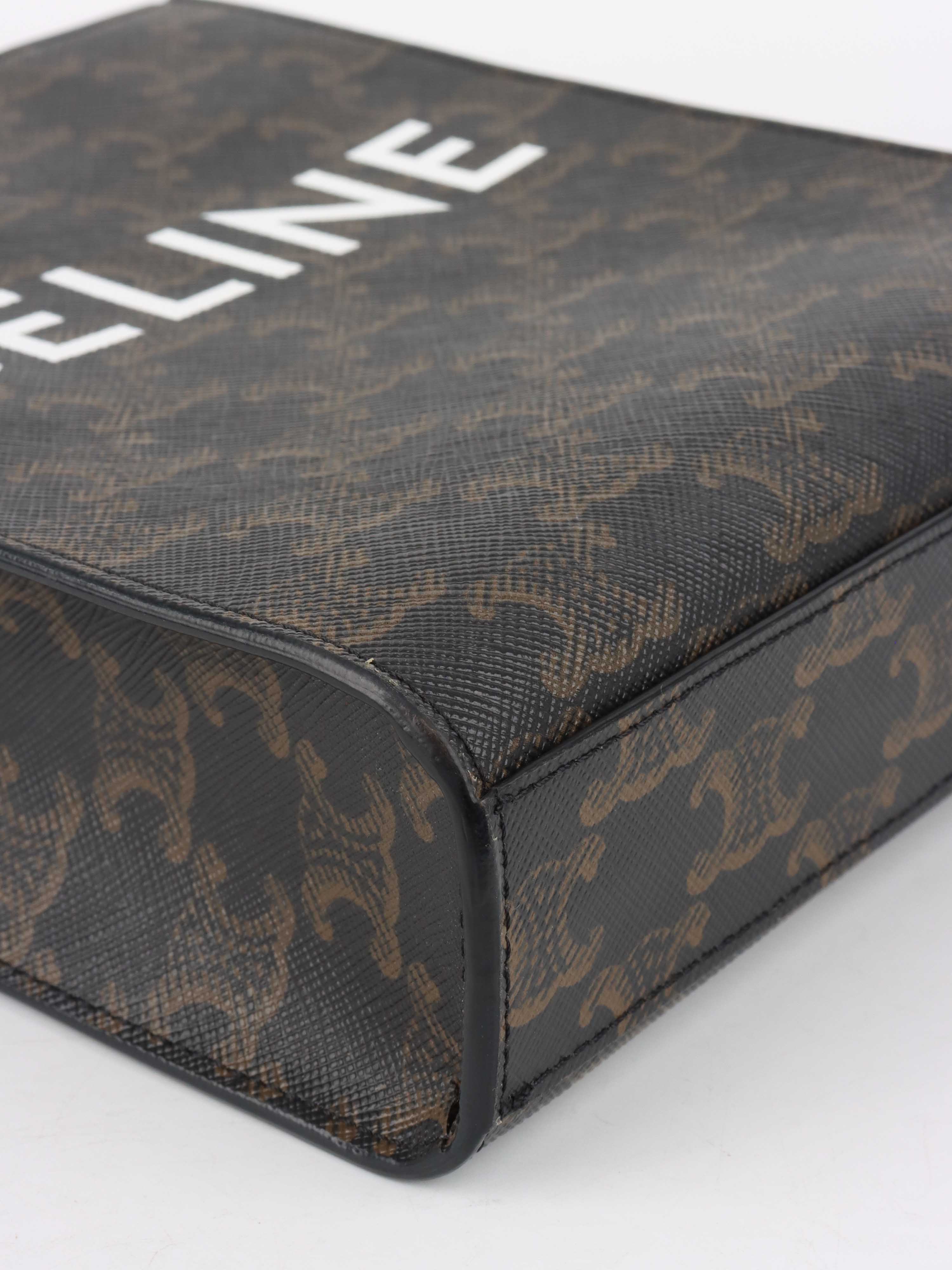 Celine Mini Vertical Cabas in Triomphe Canvas with Celine Print.
