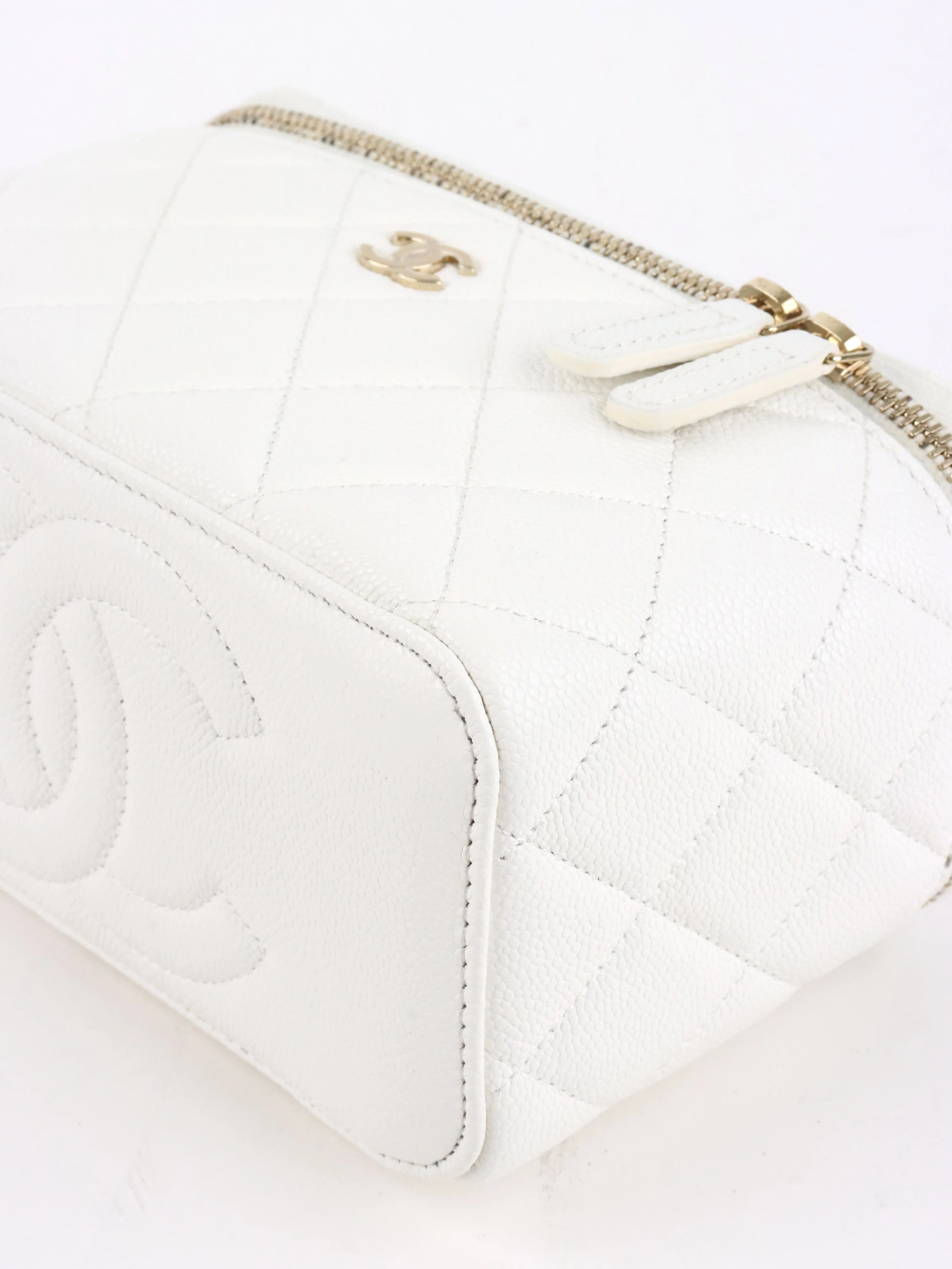 Chanel White Caviar Vanity Case
