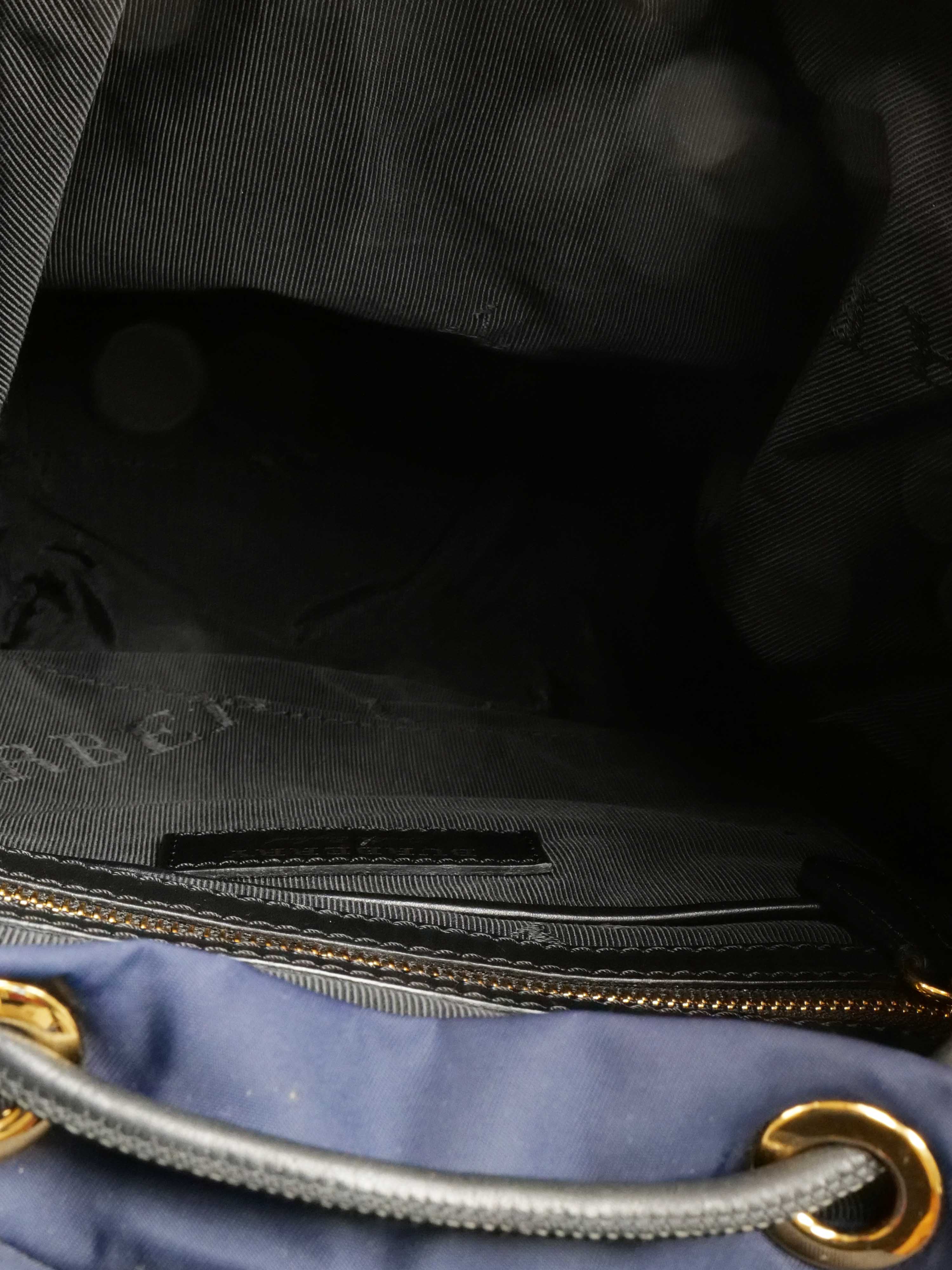 Burberry Navy Nylon Backpack.