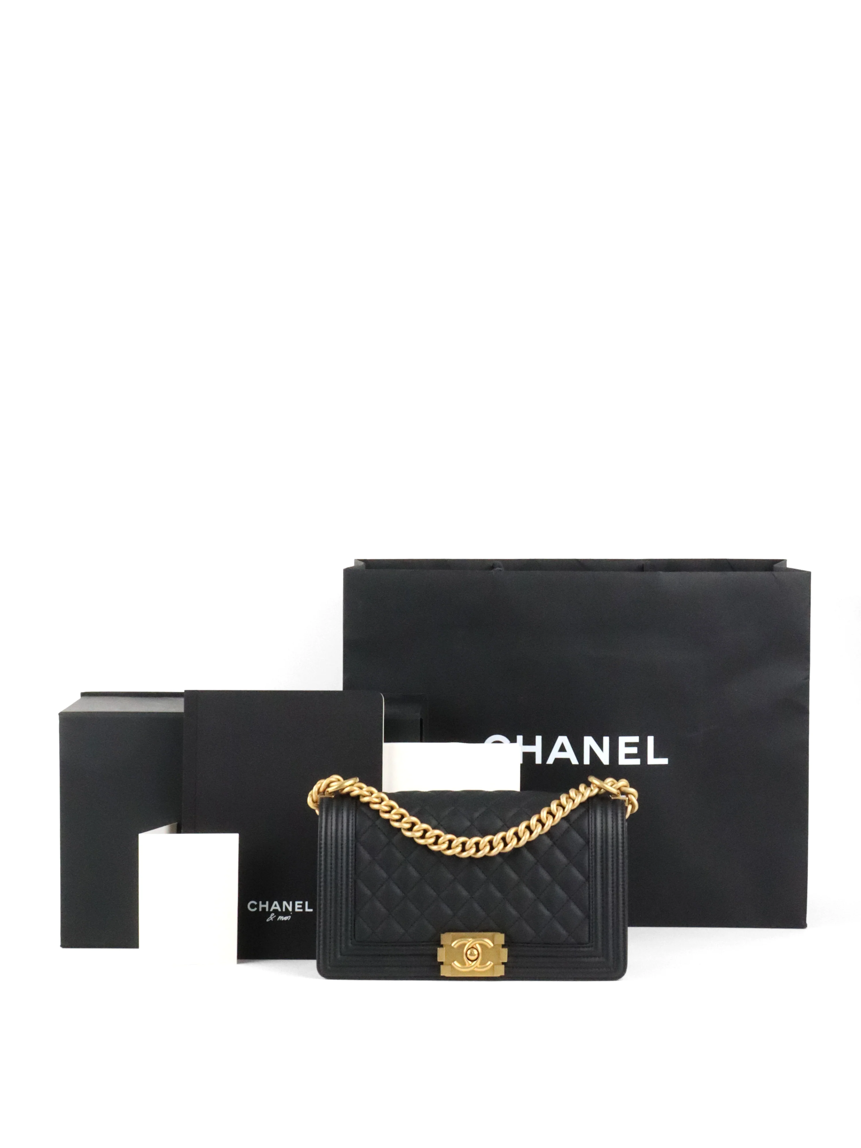 Chanel Black Matte Lambskin Medium Boy Bag GHW