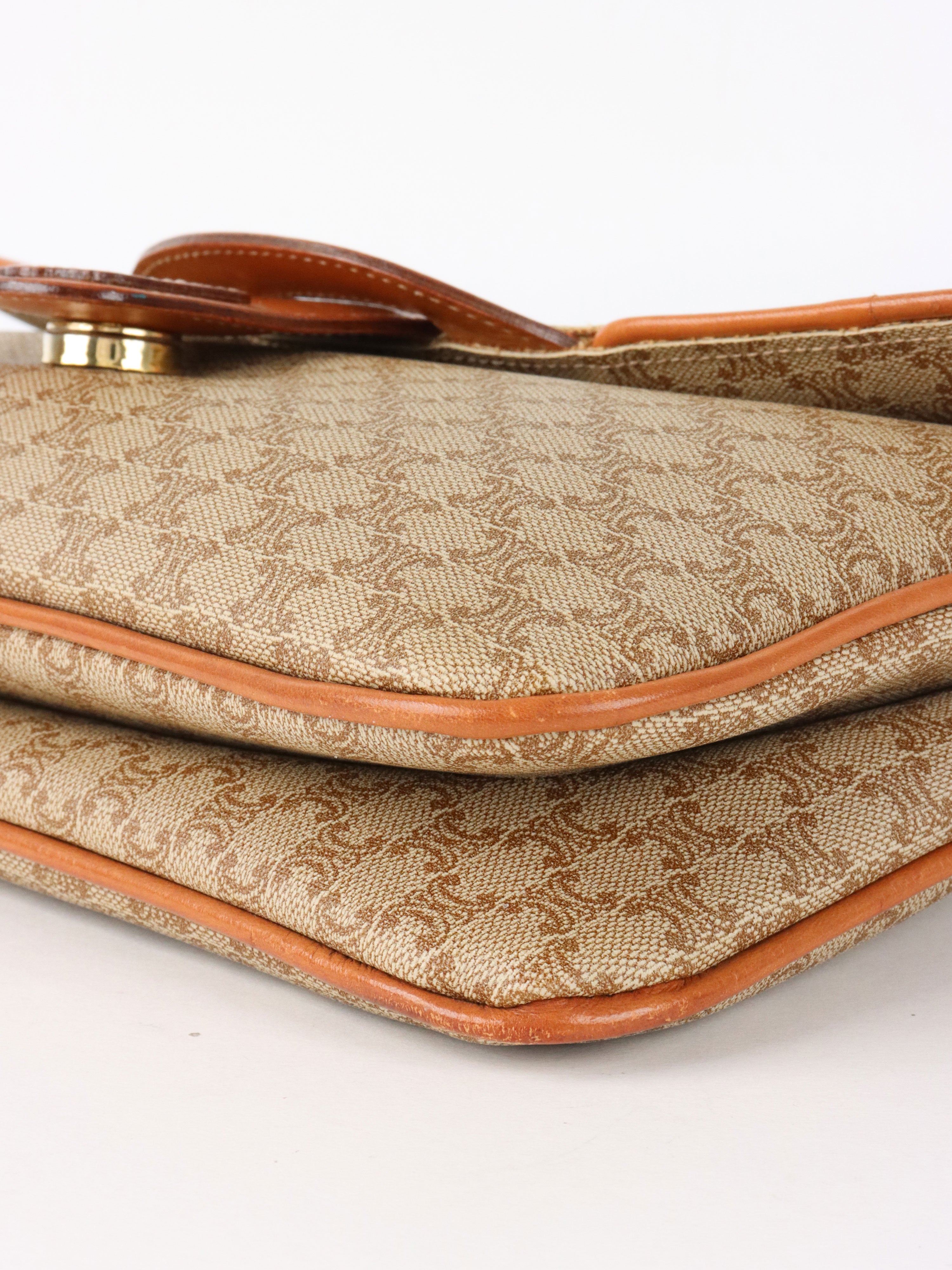 Celine Vintage Macadam Pattern Coated Canvas Clutch Bag