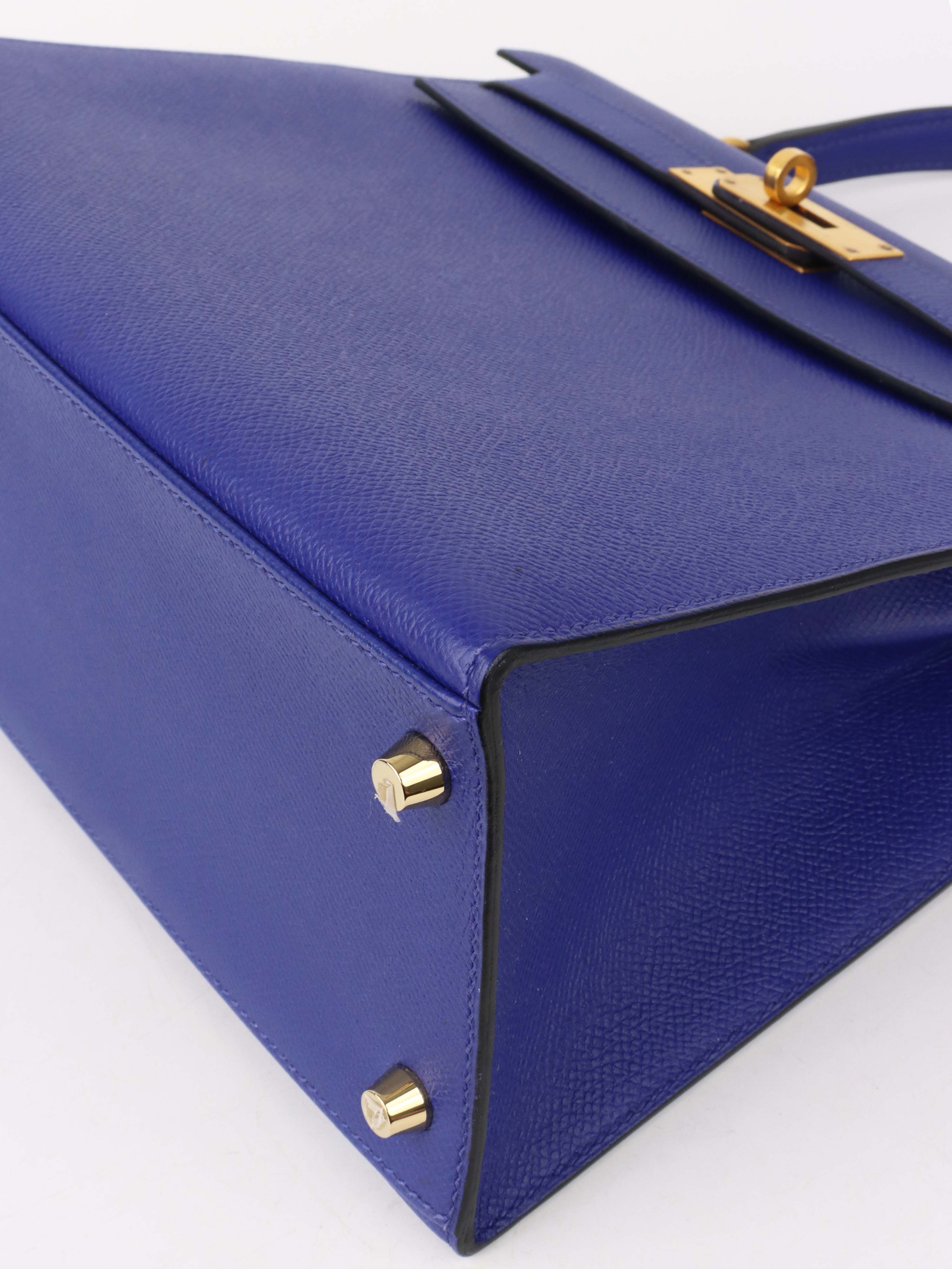 Hermes Kelly 28 Epsom in Blue Electric Stamp A GHW.