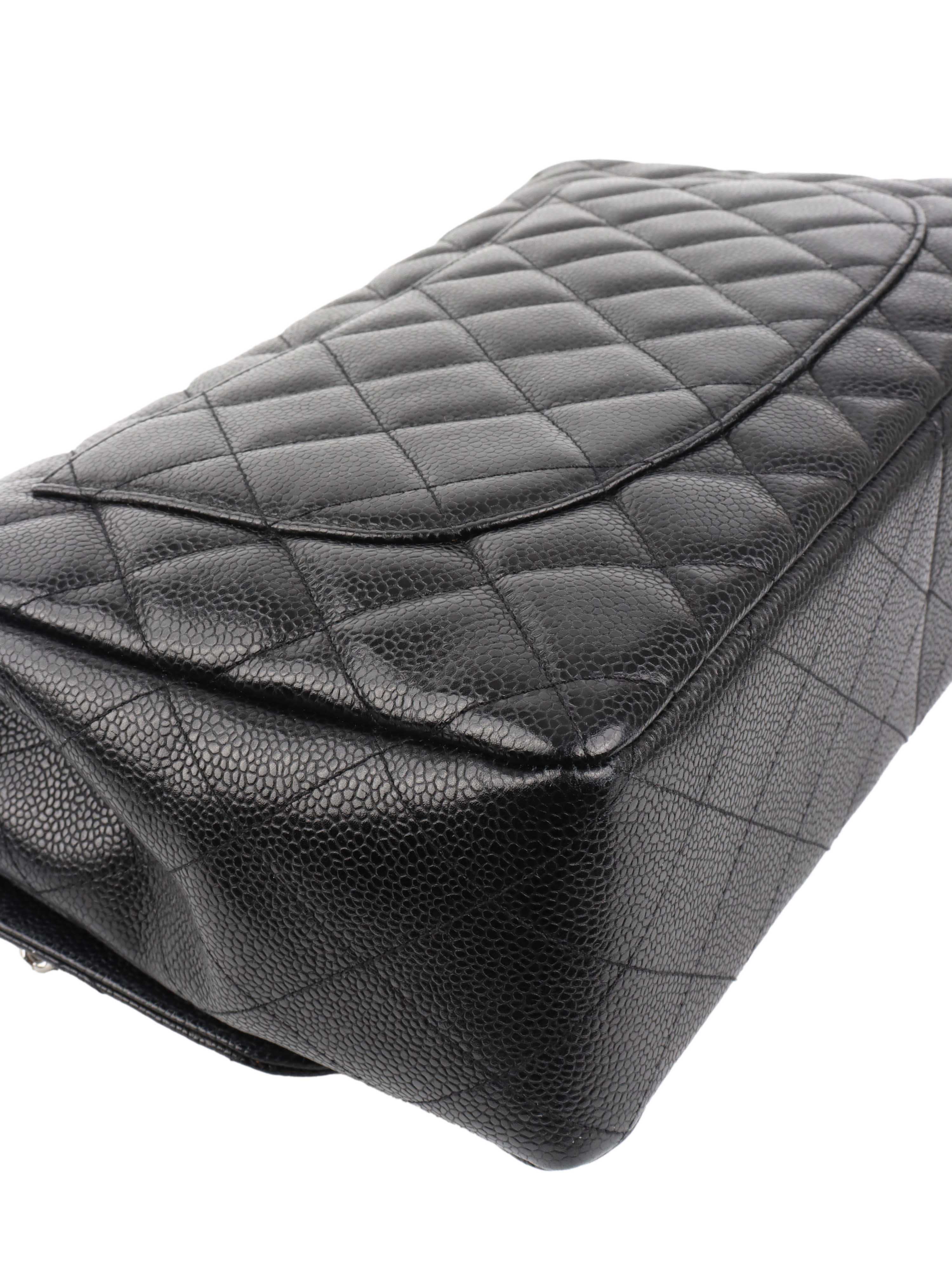 Chanel Black Jumbo Caviar Single Classic Flap.