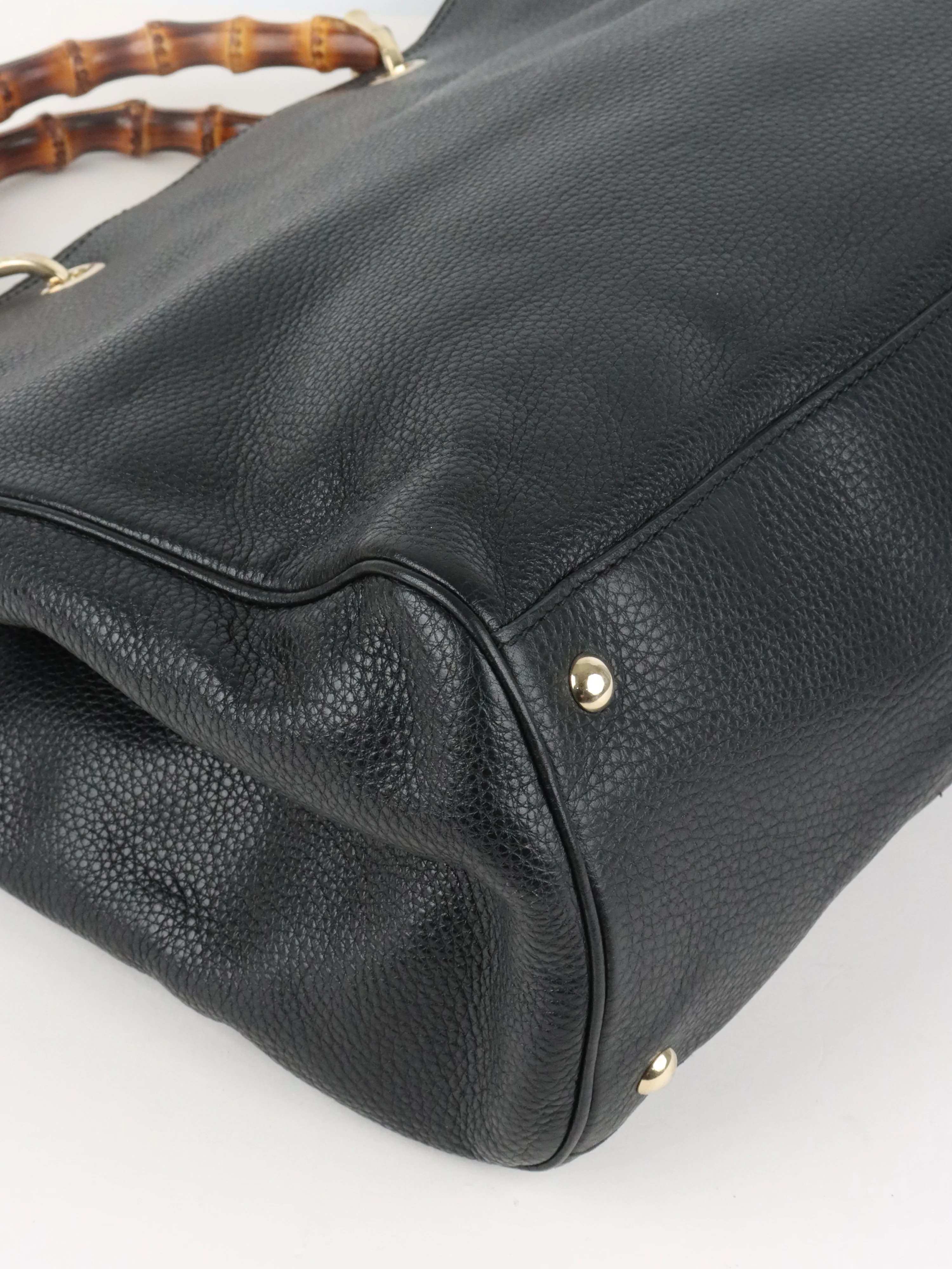 Gucci Bamboo Handle Large Black Leather Shopper Tote