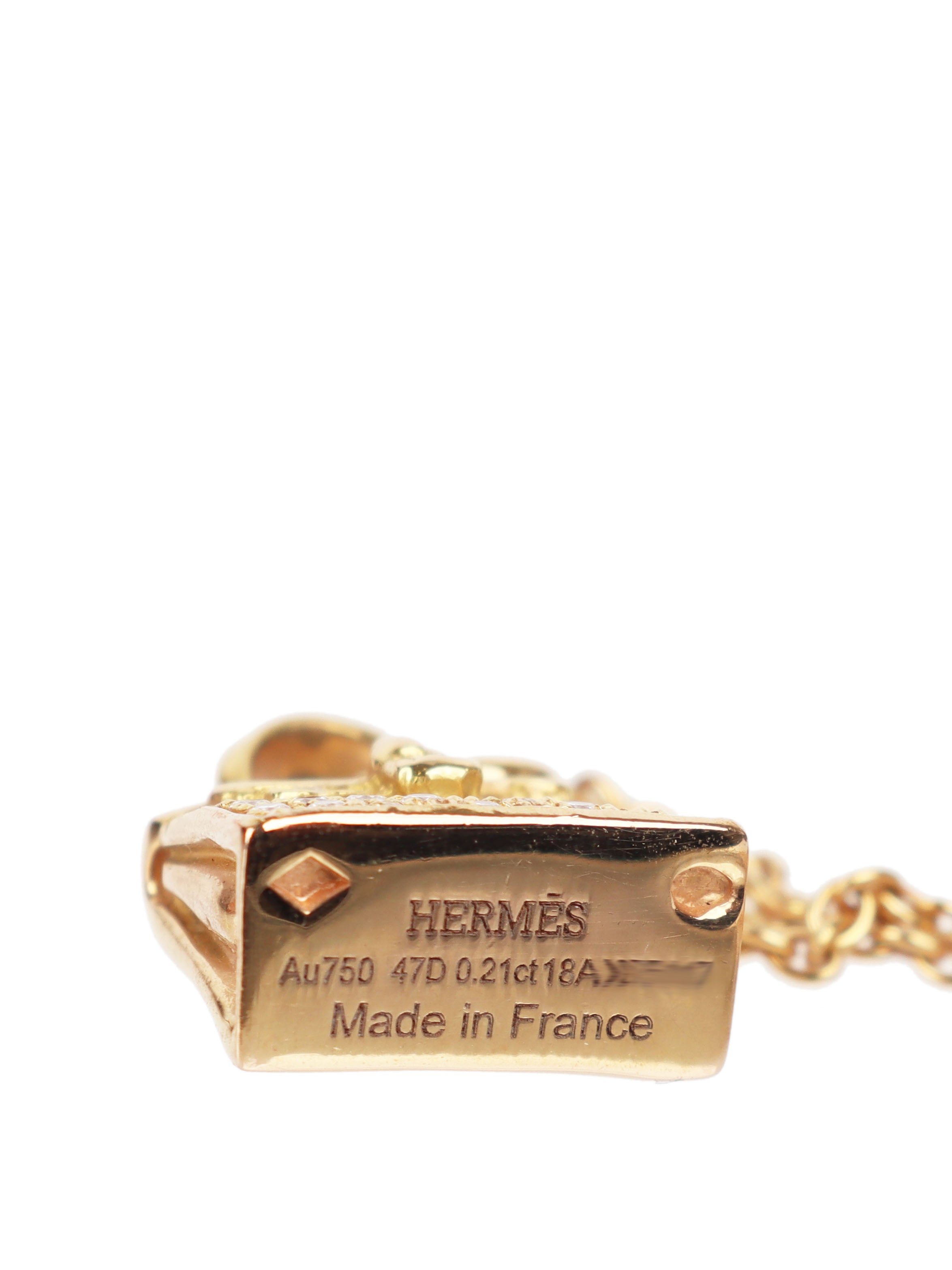 Hermes Rose Gold Amulettes Kelly Pendant