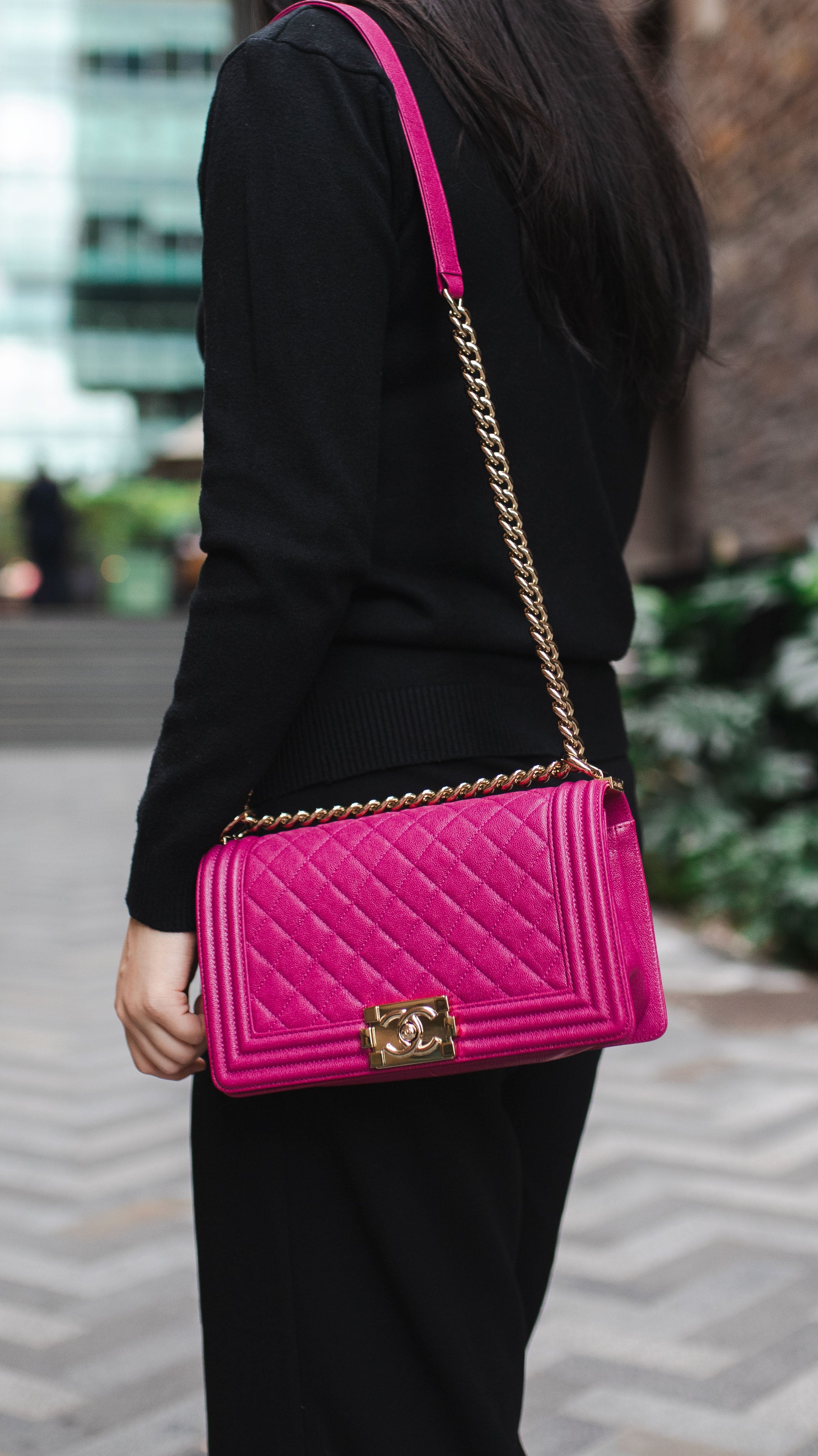 Chanel Berry Pink Medium Caviar Boy Bag LGHW