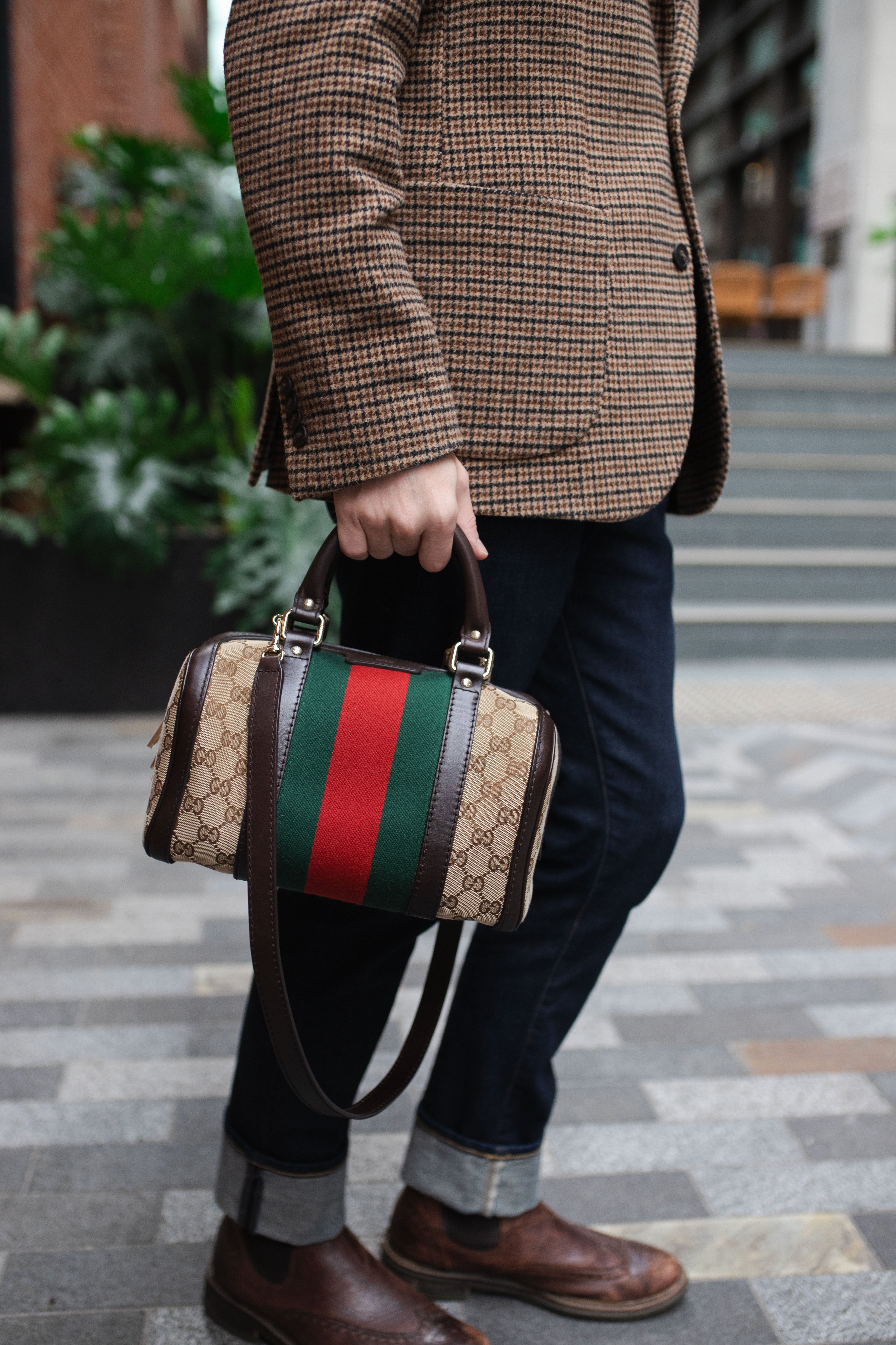 Gucci Small Web Vintage Boston Bag
