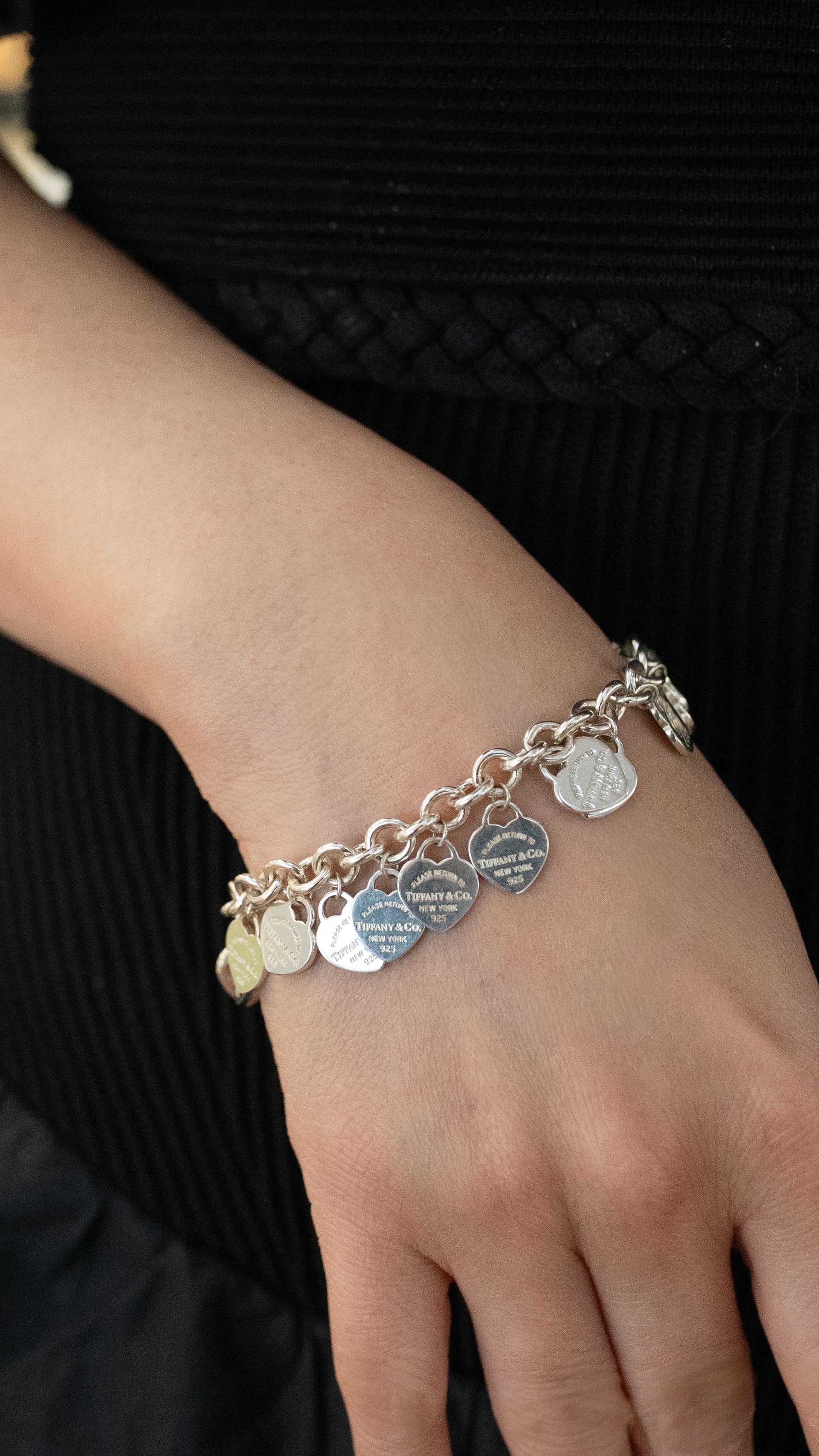 TiffanyCo Mini Multi-Heart Tag Bracelet.