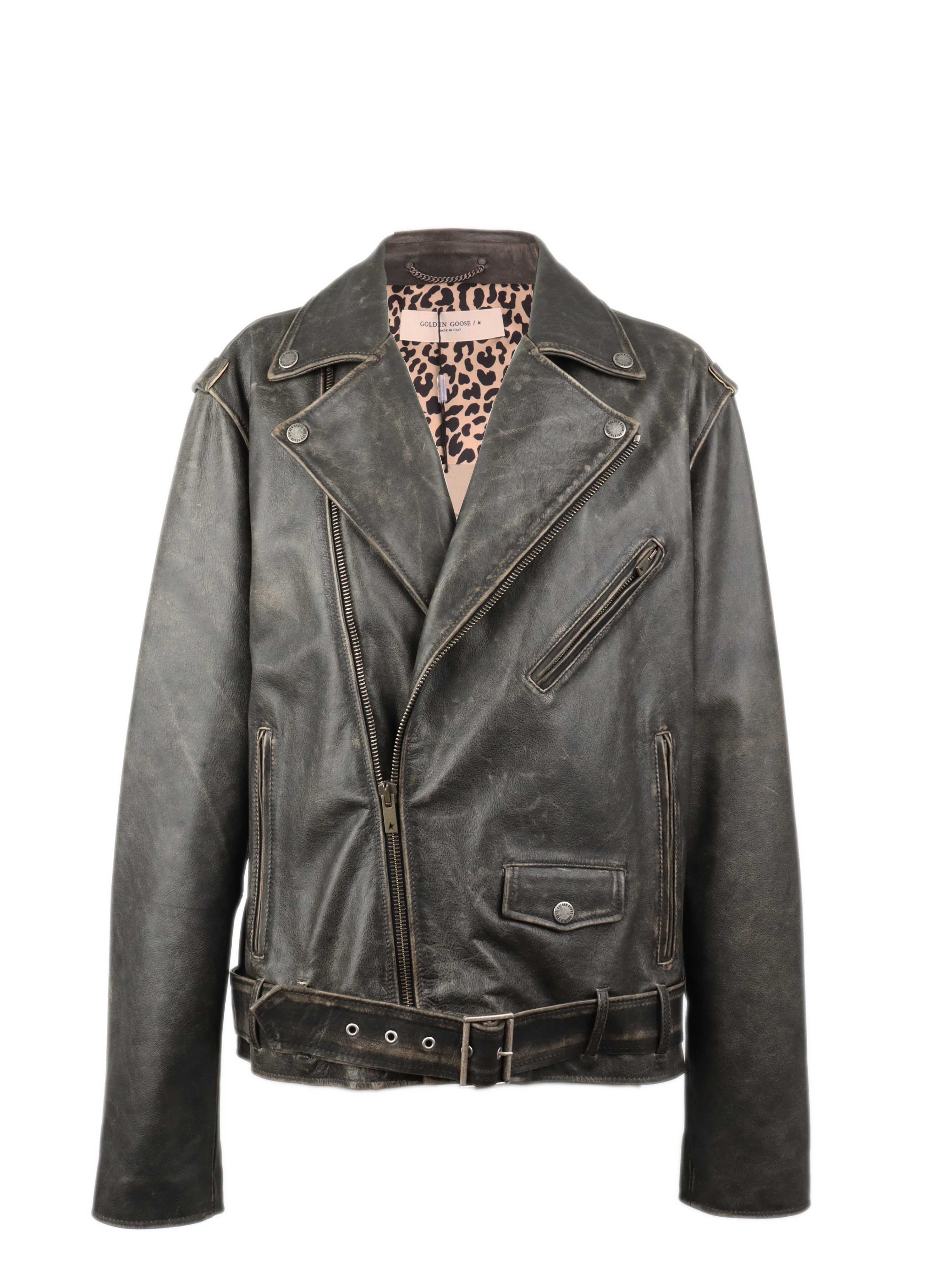 Golden Goose Mens Leather Biker Jacket.