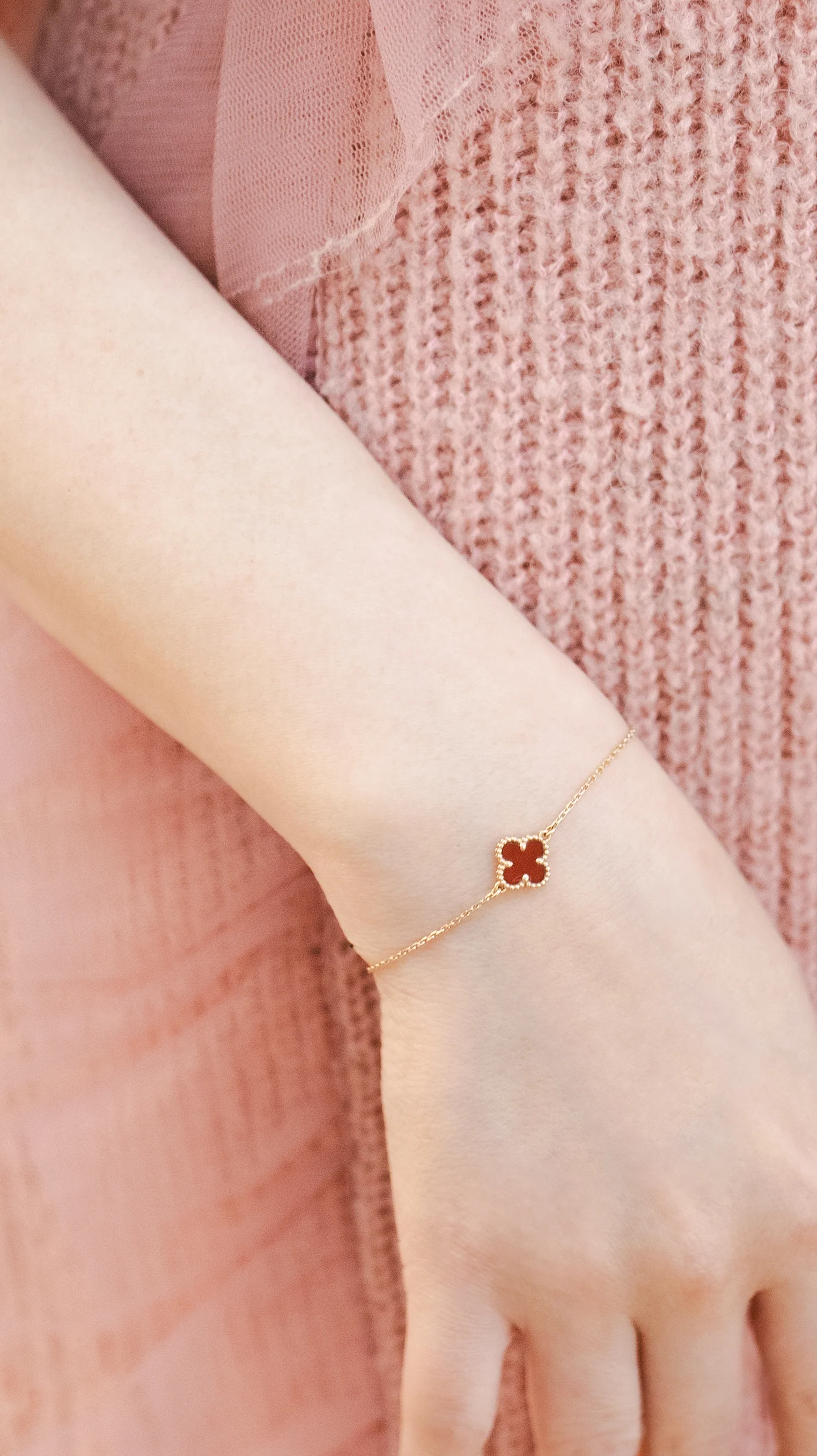 Van Cleef  Arpels Rose Gold Carnelian Sweet Alhambra Bracelet