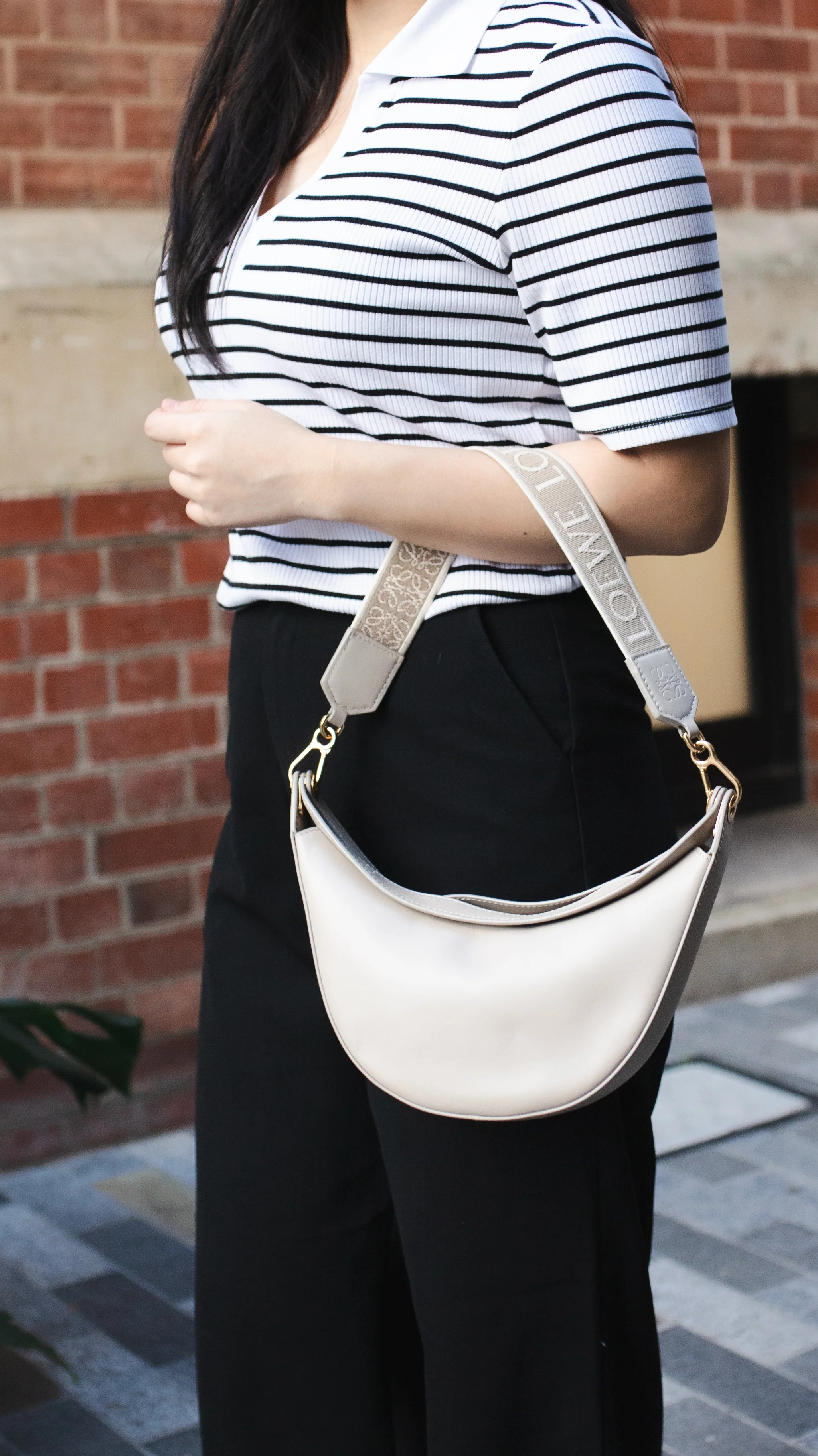 Loewe Small Light Oat Luna Leather Hobo Bag