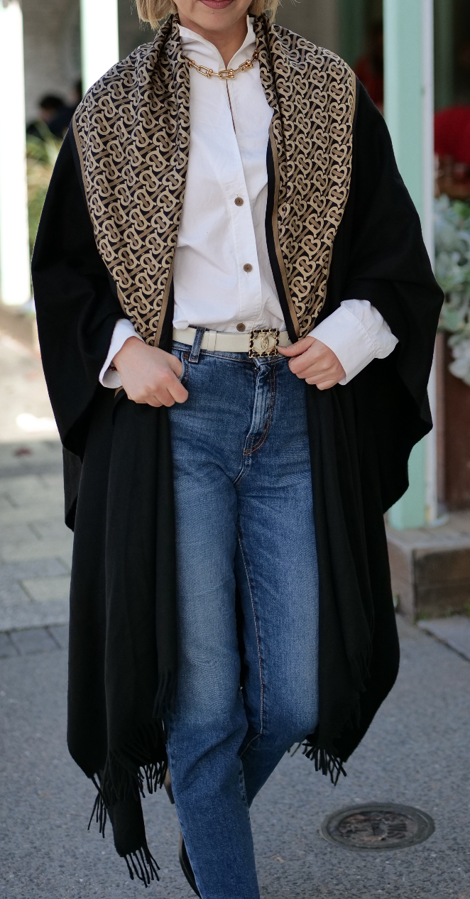 Burberry Black Cashmere Shawl.