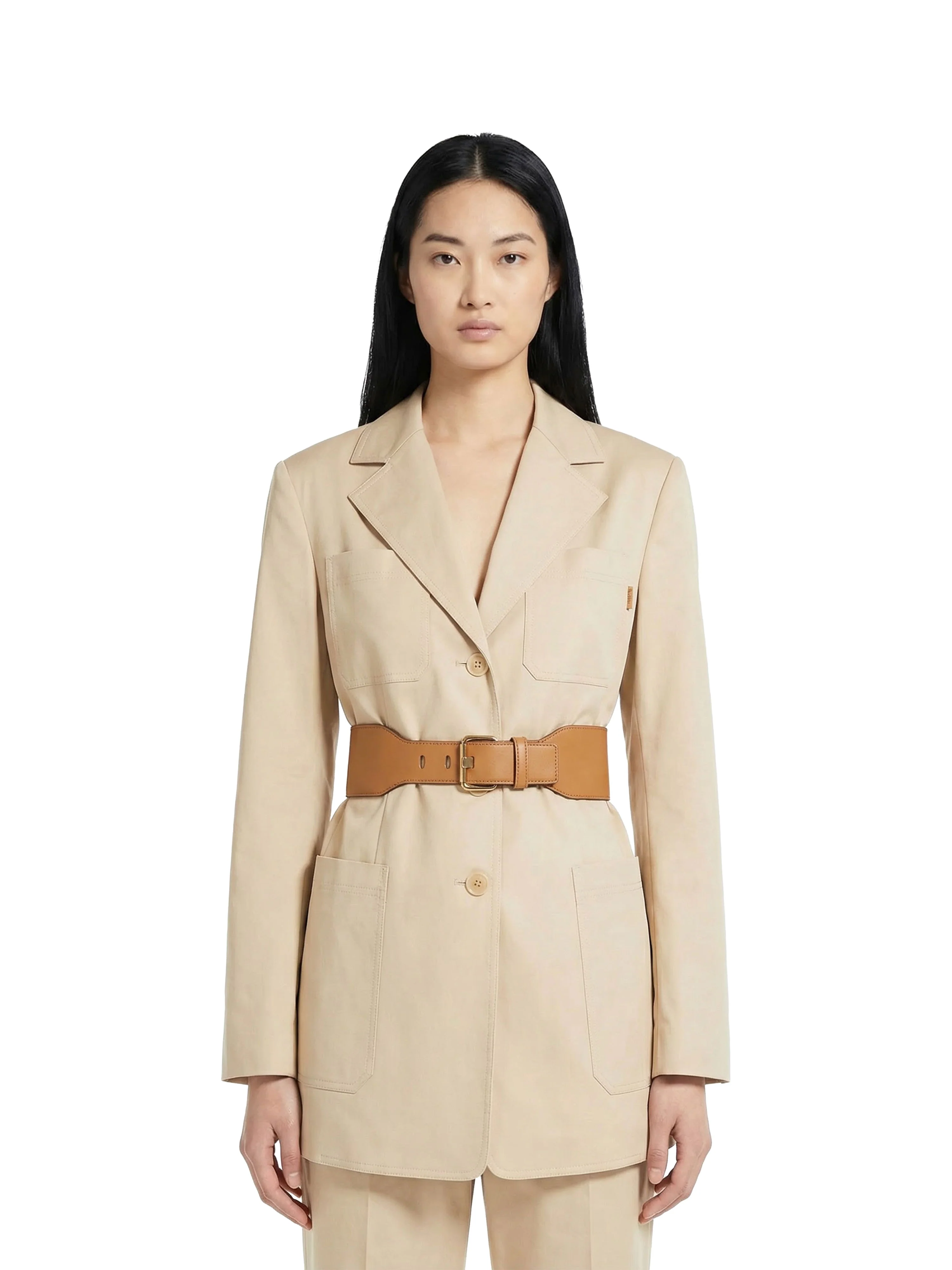 Max Mara Single-Breasted Cotton Blazer.