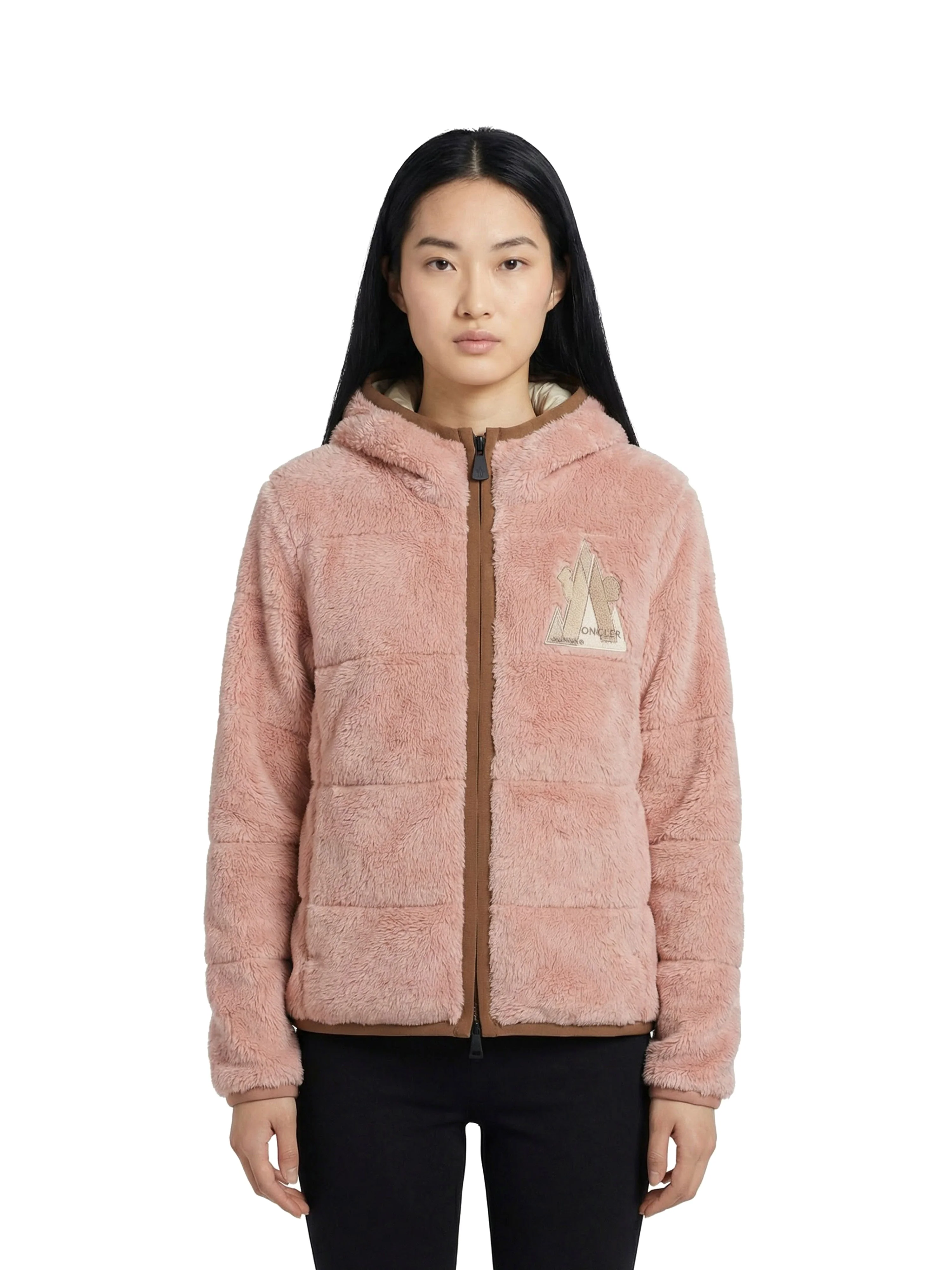 Moncler Pink Grenoble Padded Zip-up Hoodie size S.
