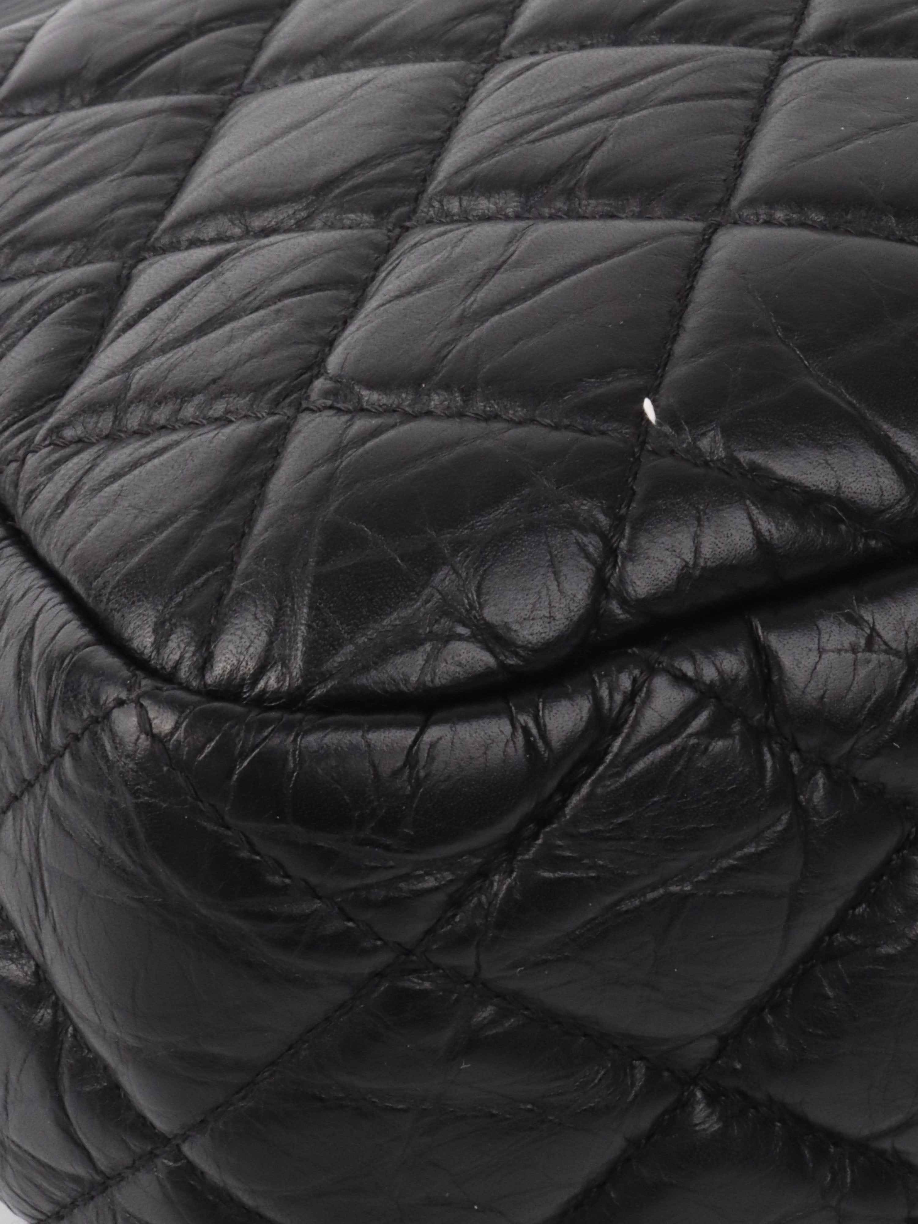 Chanel Black Wrinkled Quilted Flap Bag