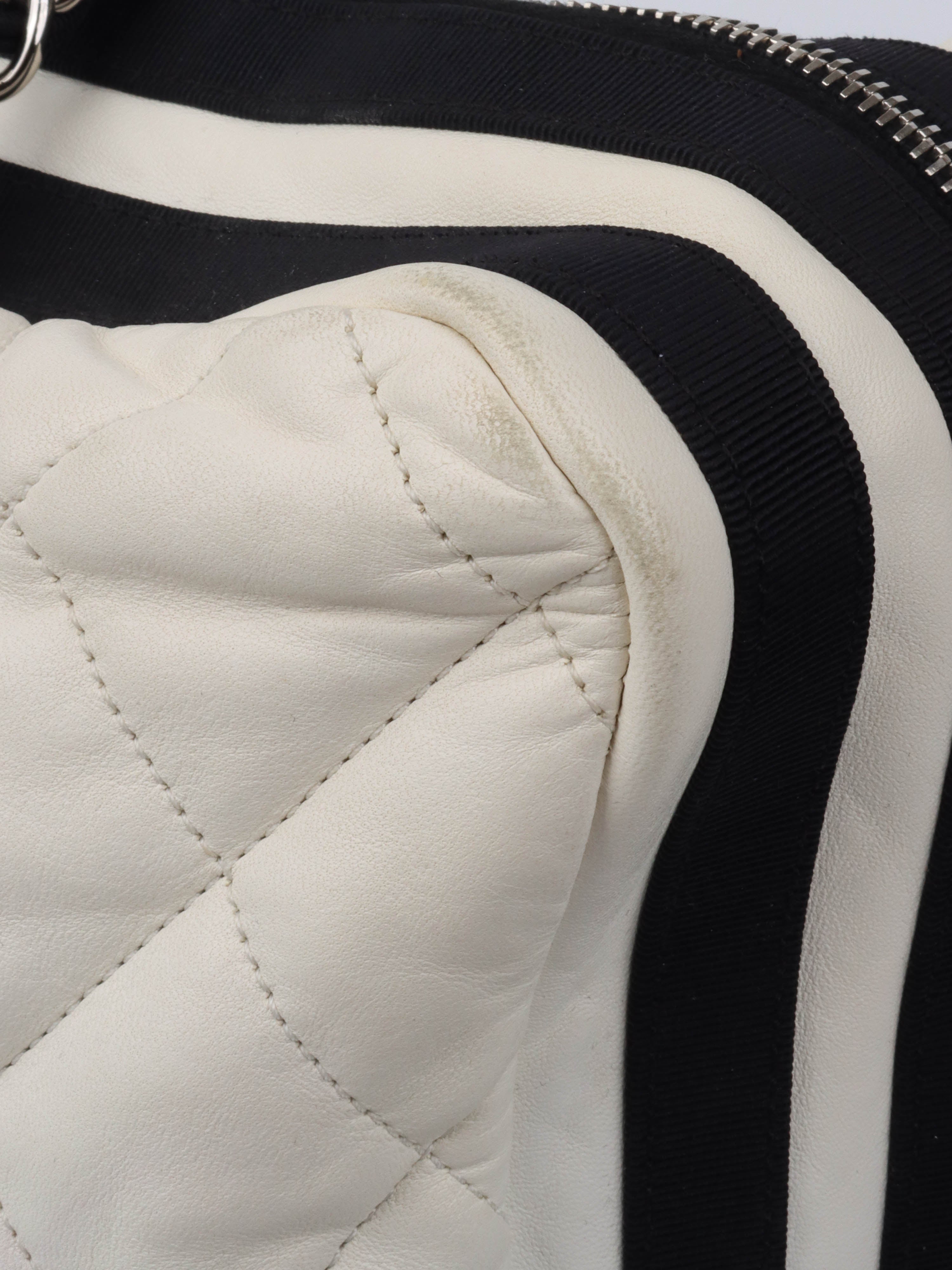 Chanel White Leather Bowling Bag