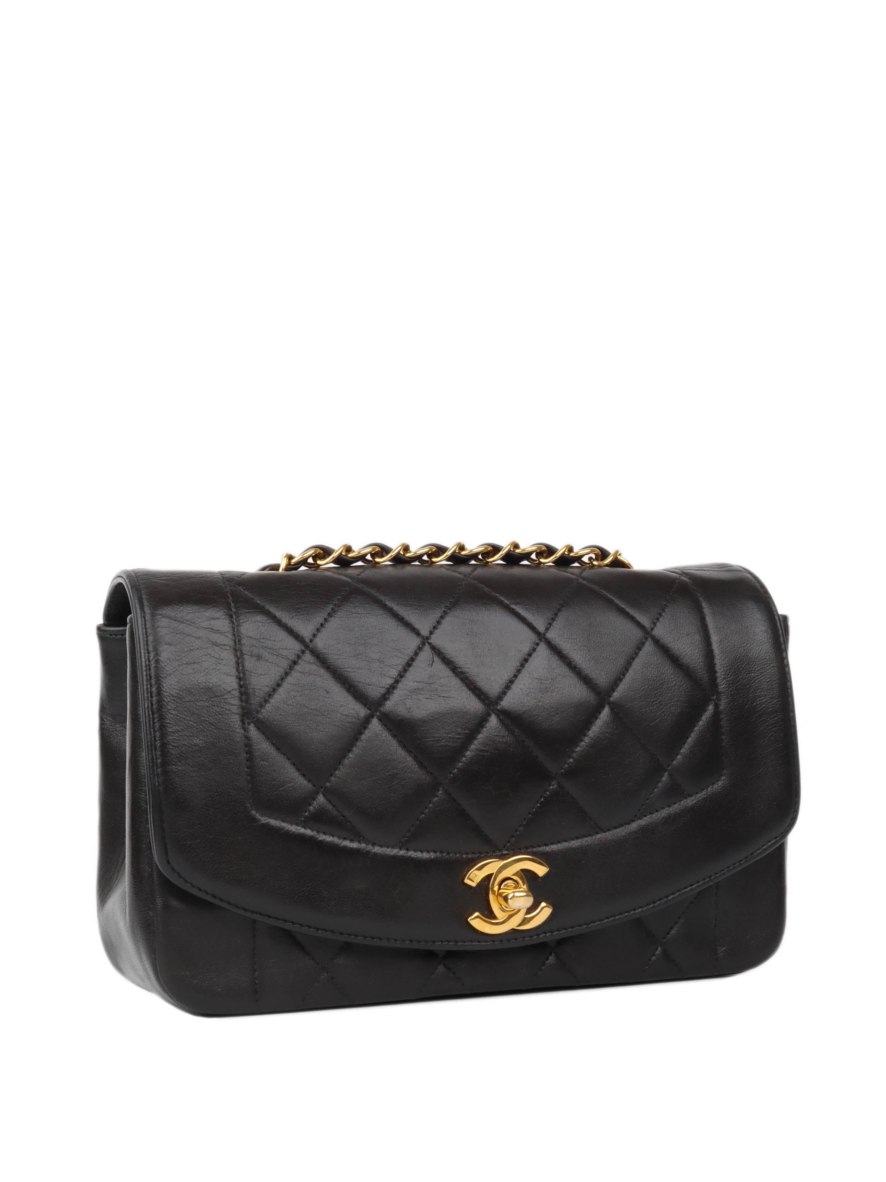 Chanel Vintage Black Diana Flap Bag 24K GHW