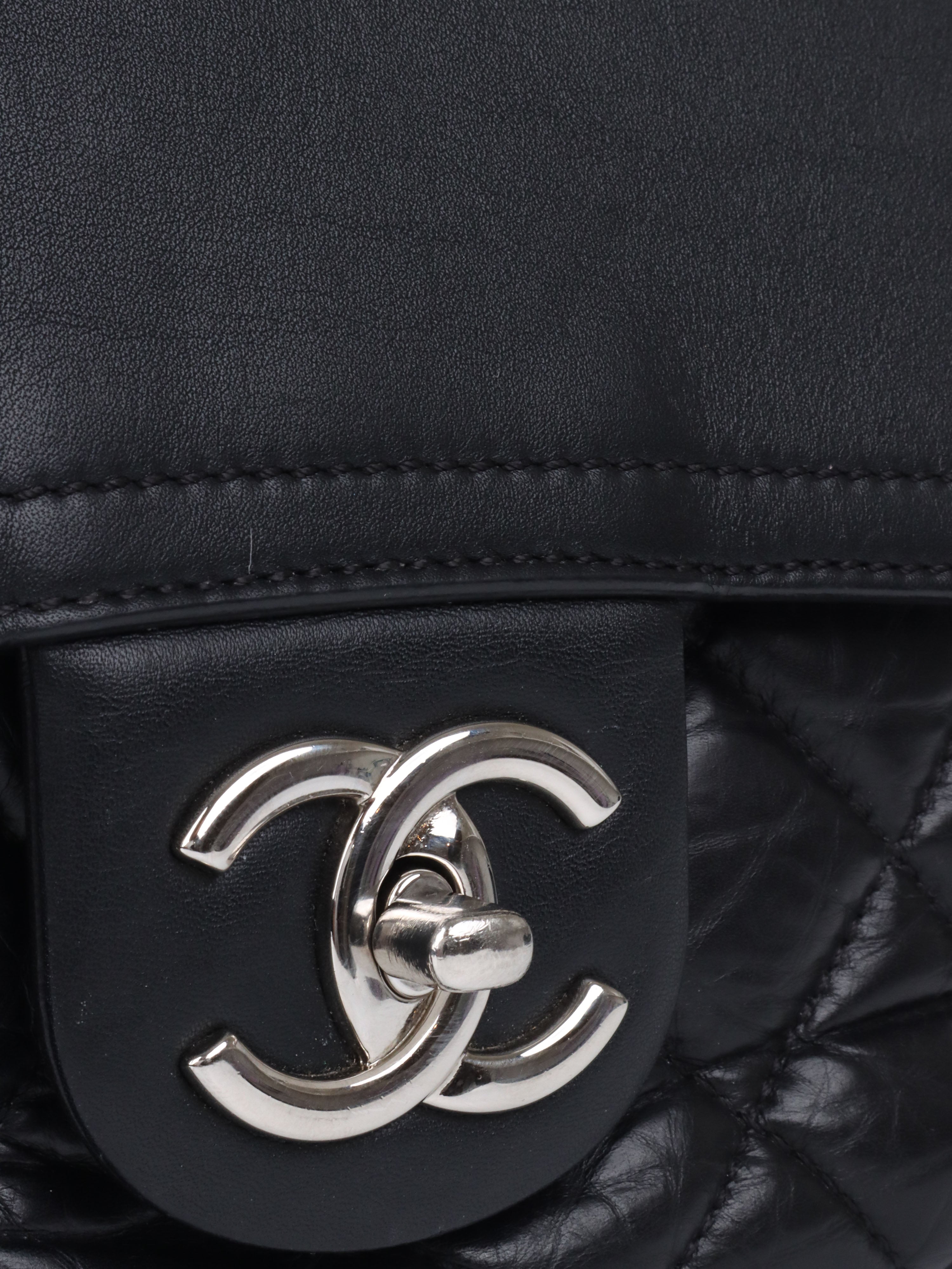 Chanel Black Wrinkled Quilted Flap Bag