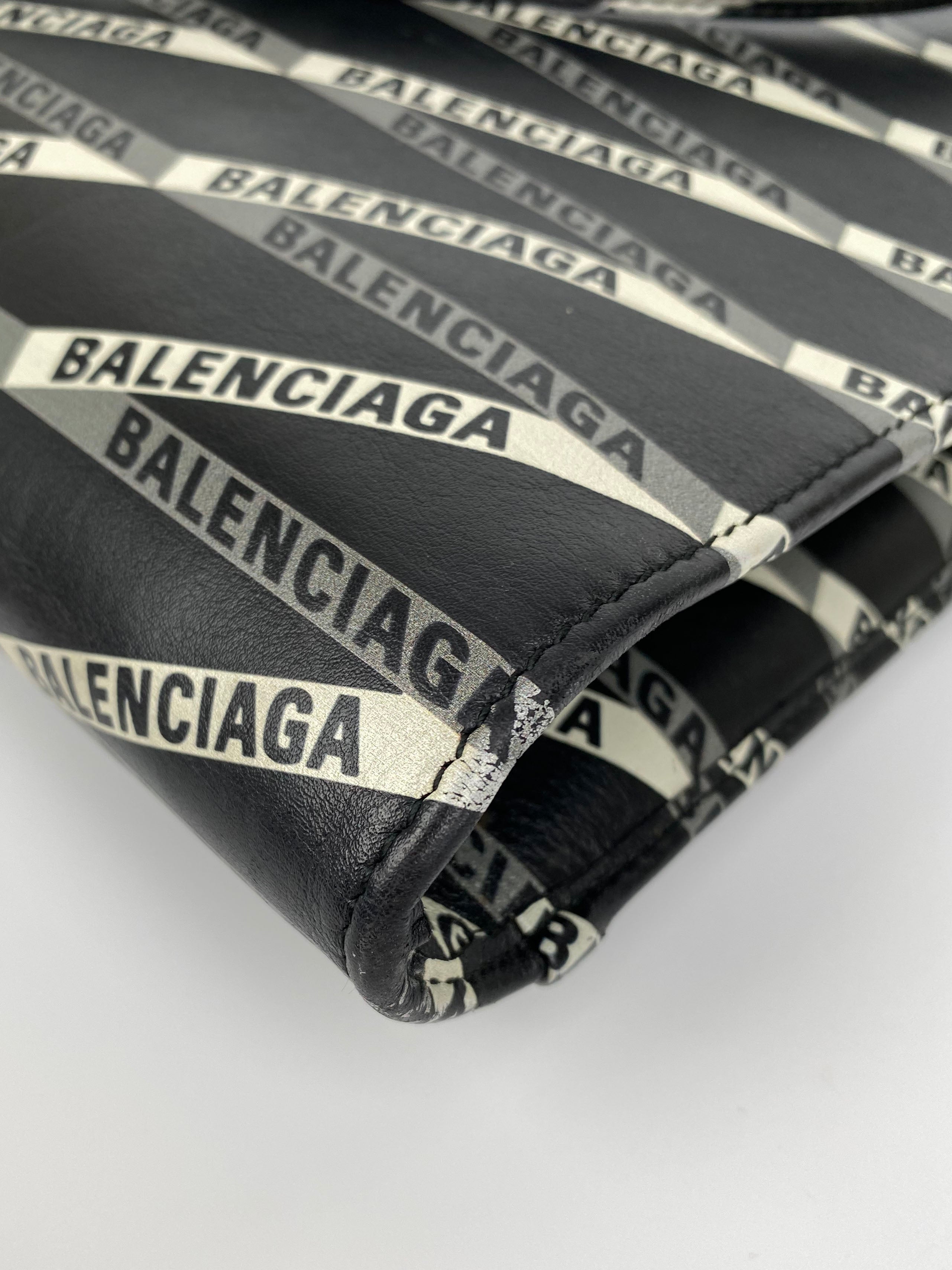 Balenciaga Black Allover Logo Tote Bag