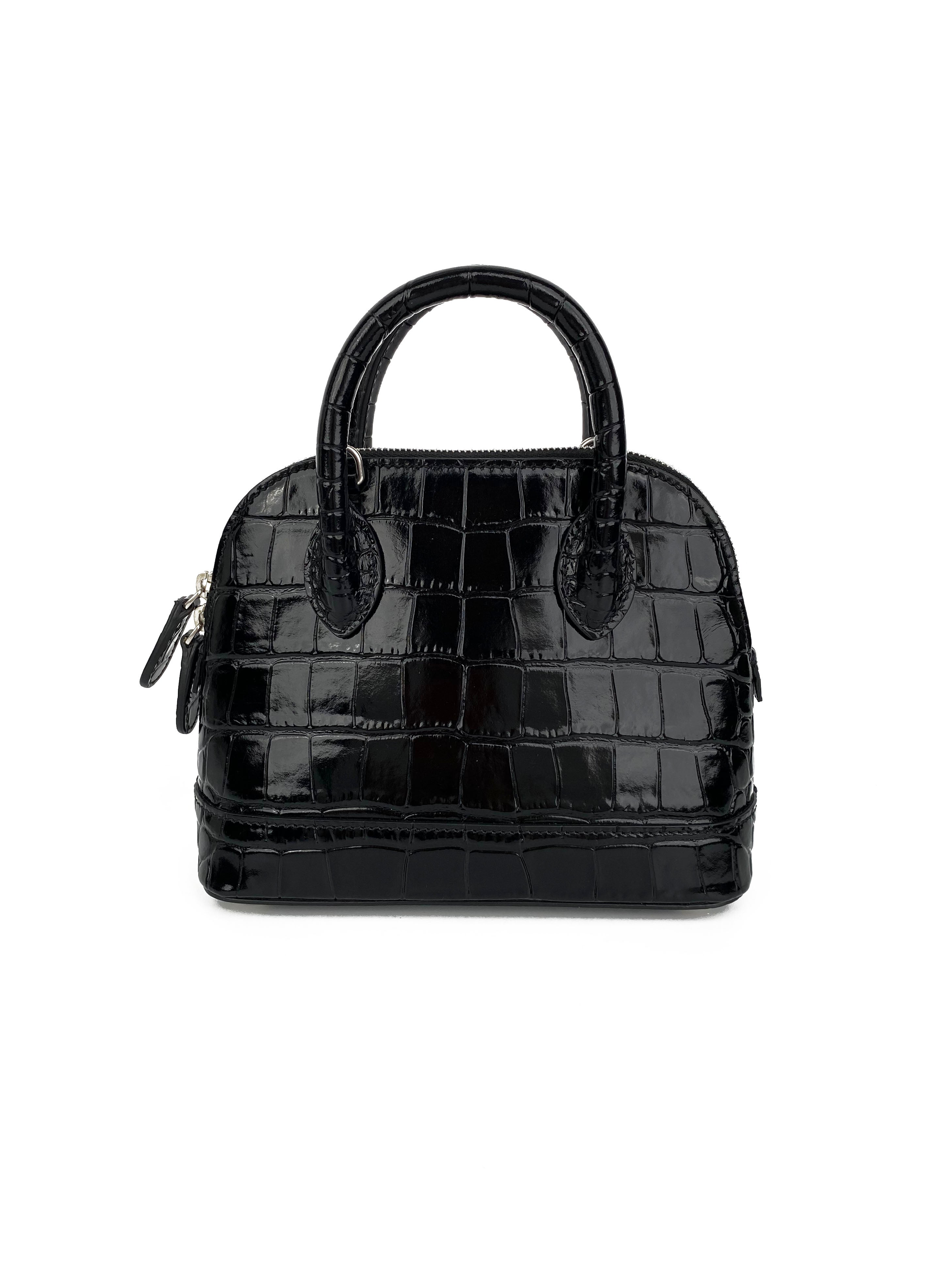 Balenciaga Black 
White Mini Ville Bag