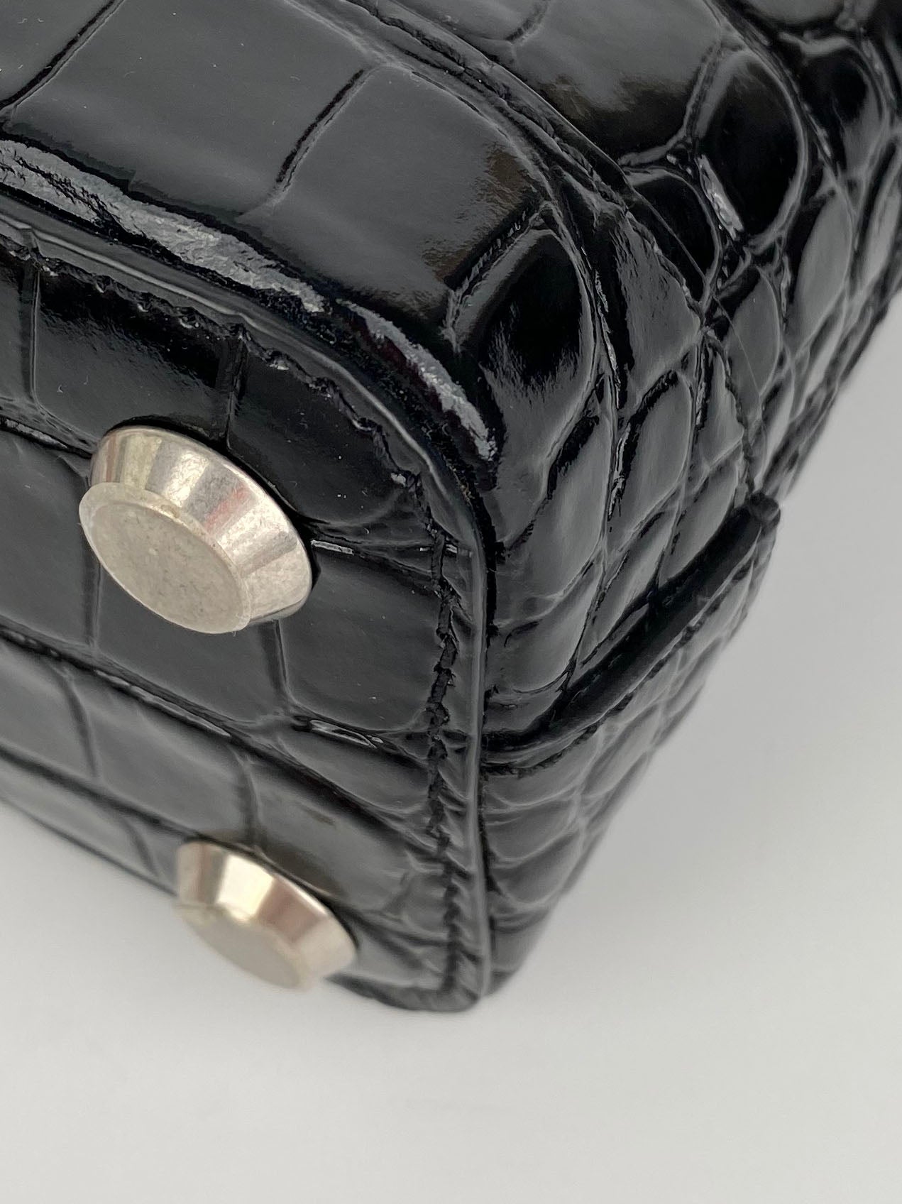 Balenciaga Black 
White Mini Ville Bag