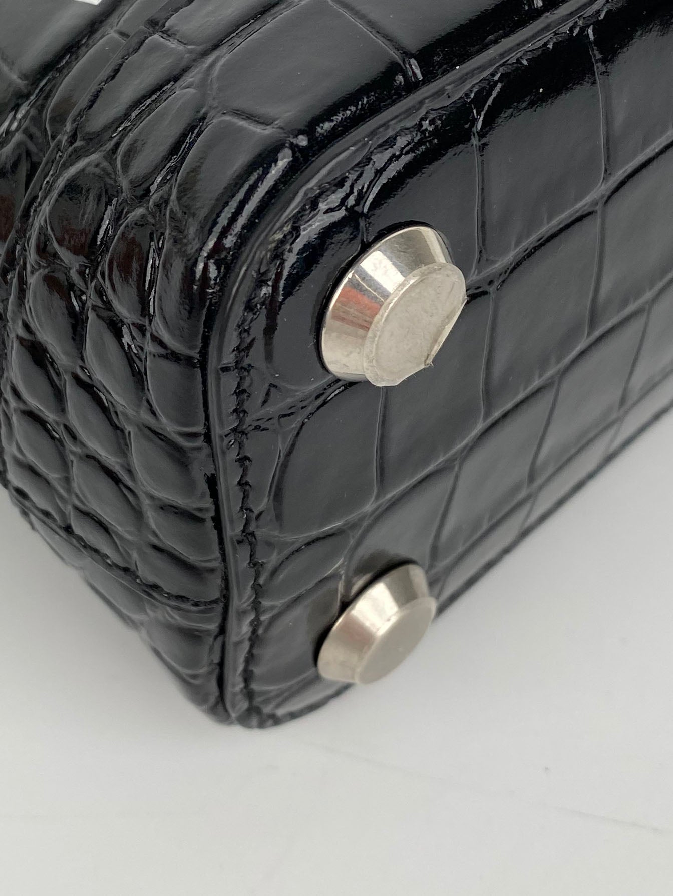 Balenciaga Black 
White Mini Ville Bag