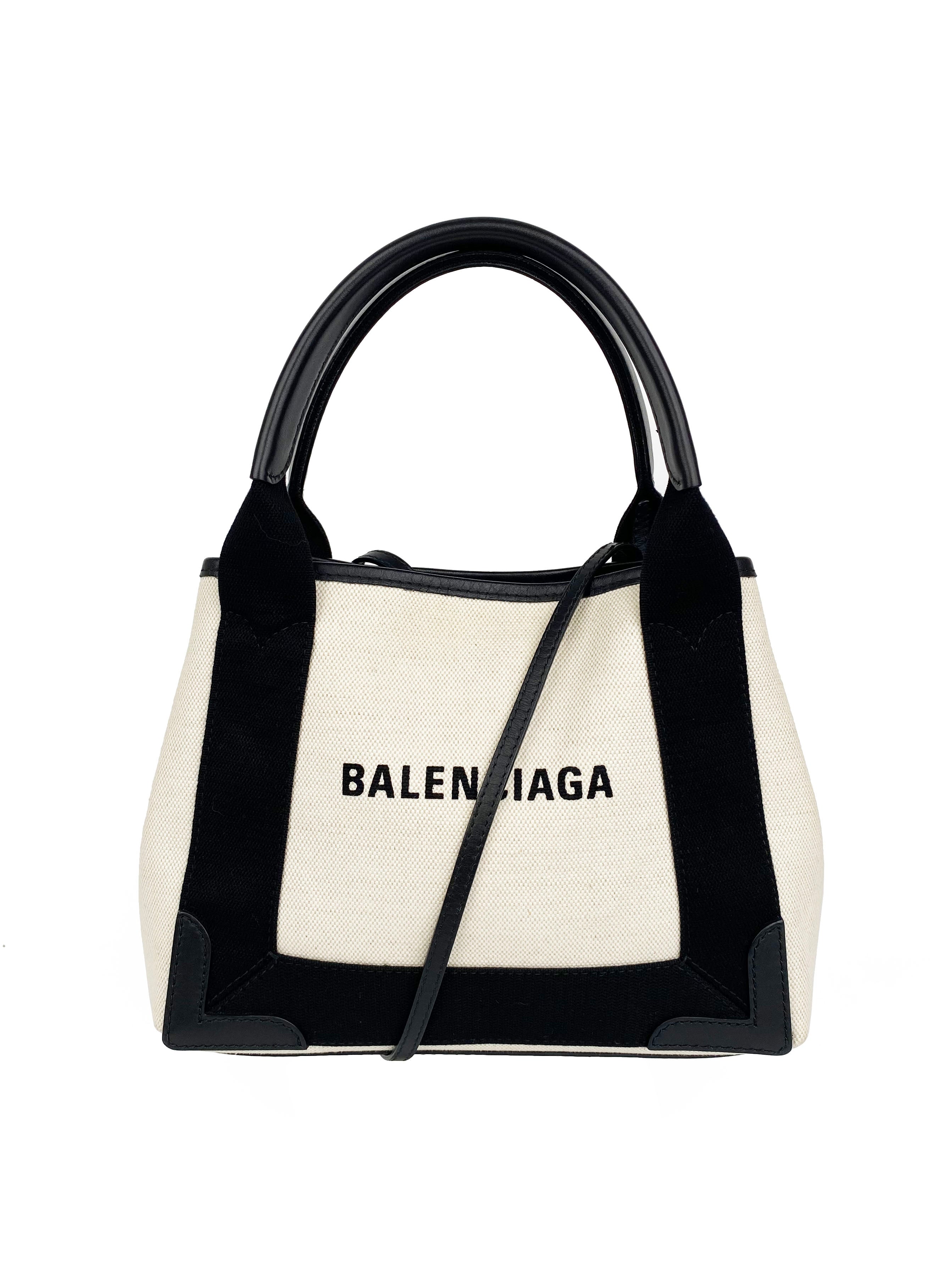 Balenciaga Black 
White XS Cabas Bag