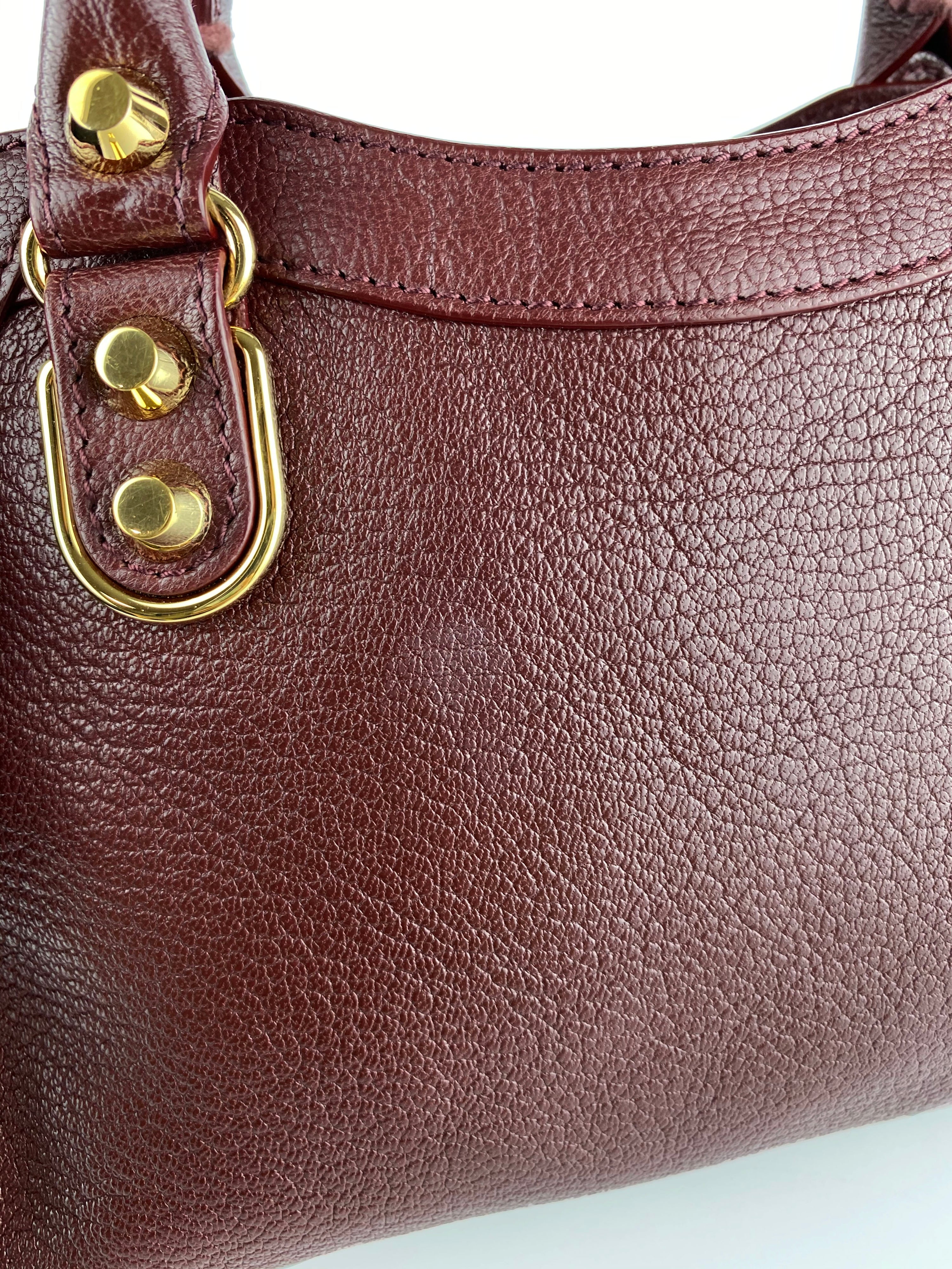 Balenciaga Burgundy Nano Classic City Bag