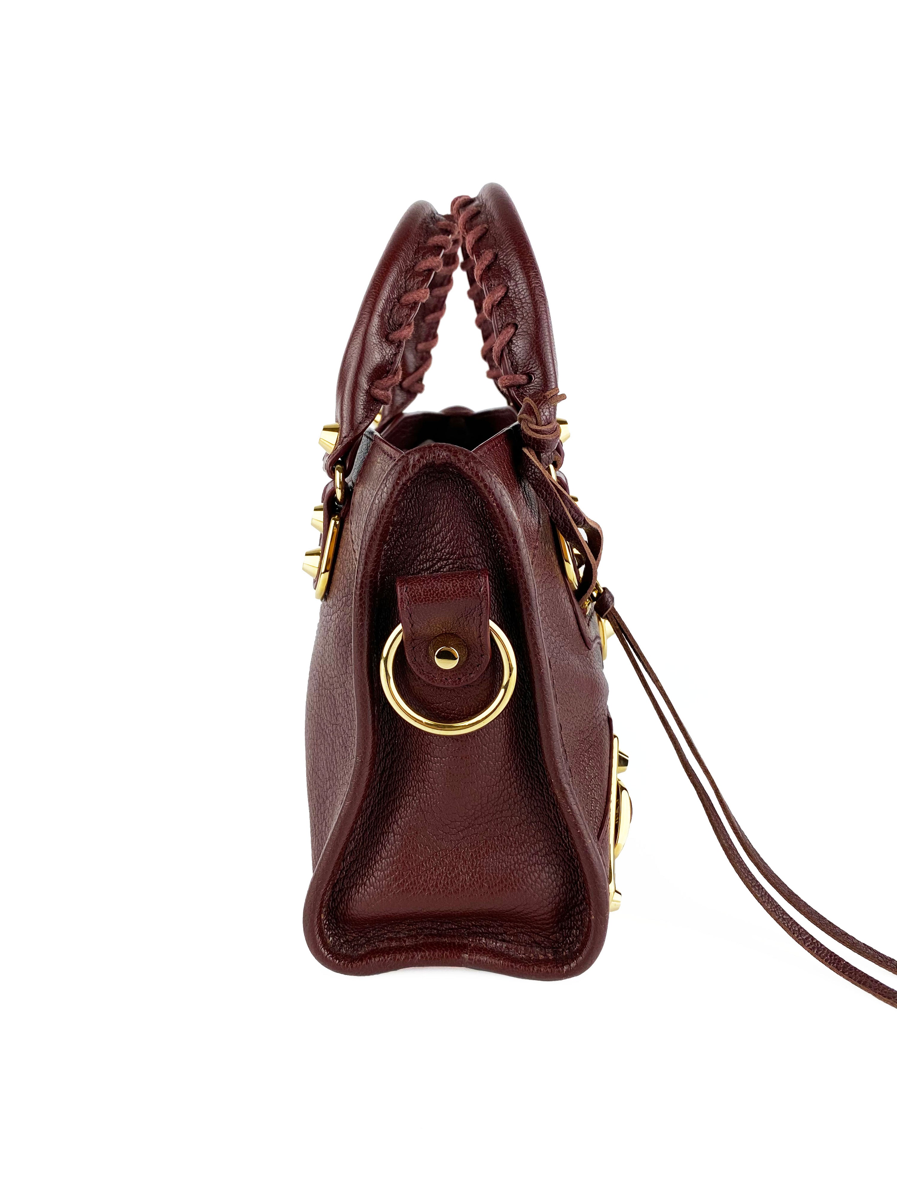 Balenciaga Burgundy Nano Classic City Bag