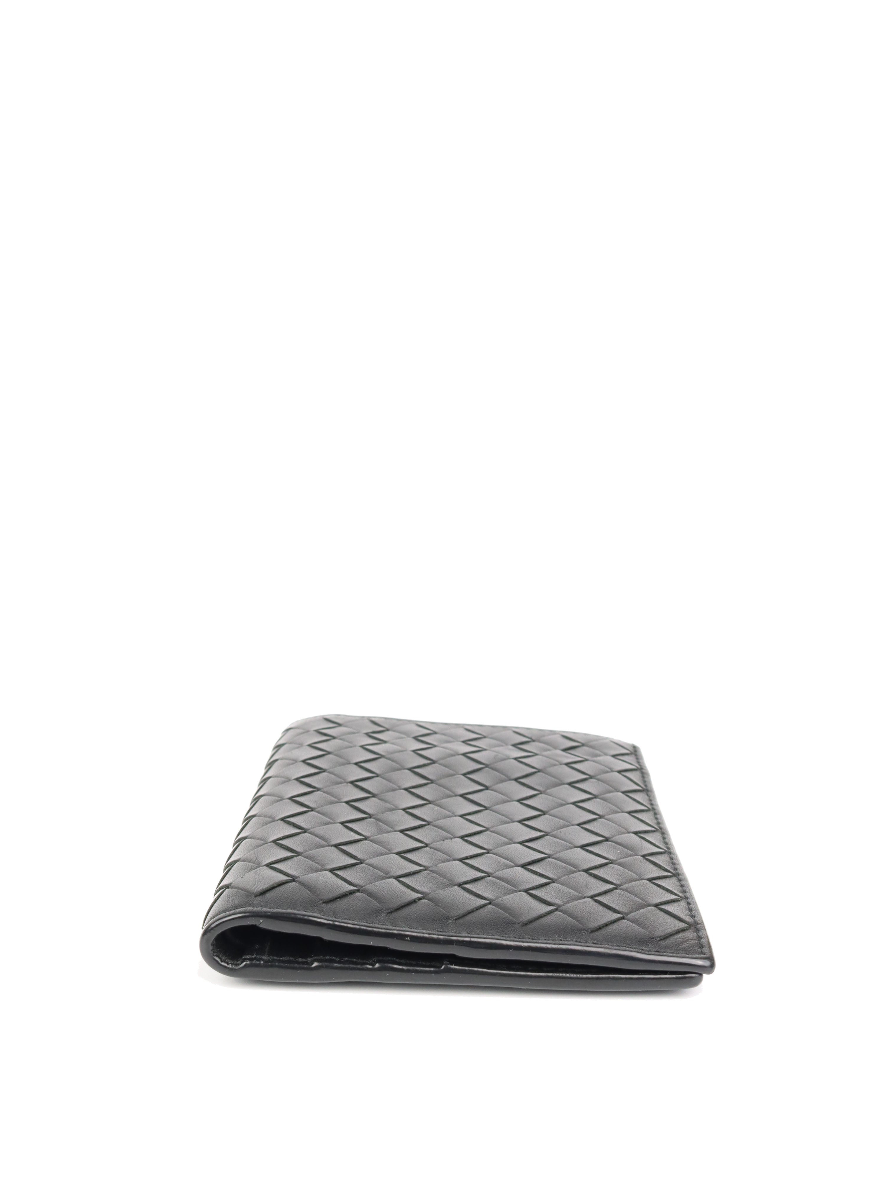 Bottega Veneta Black Intrecciato Bi-Fold Wallet