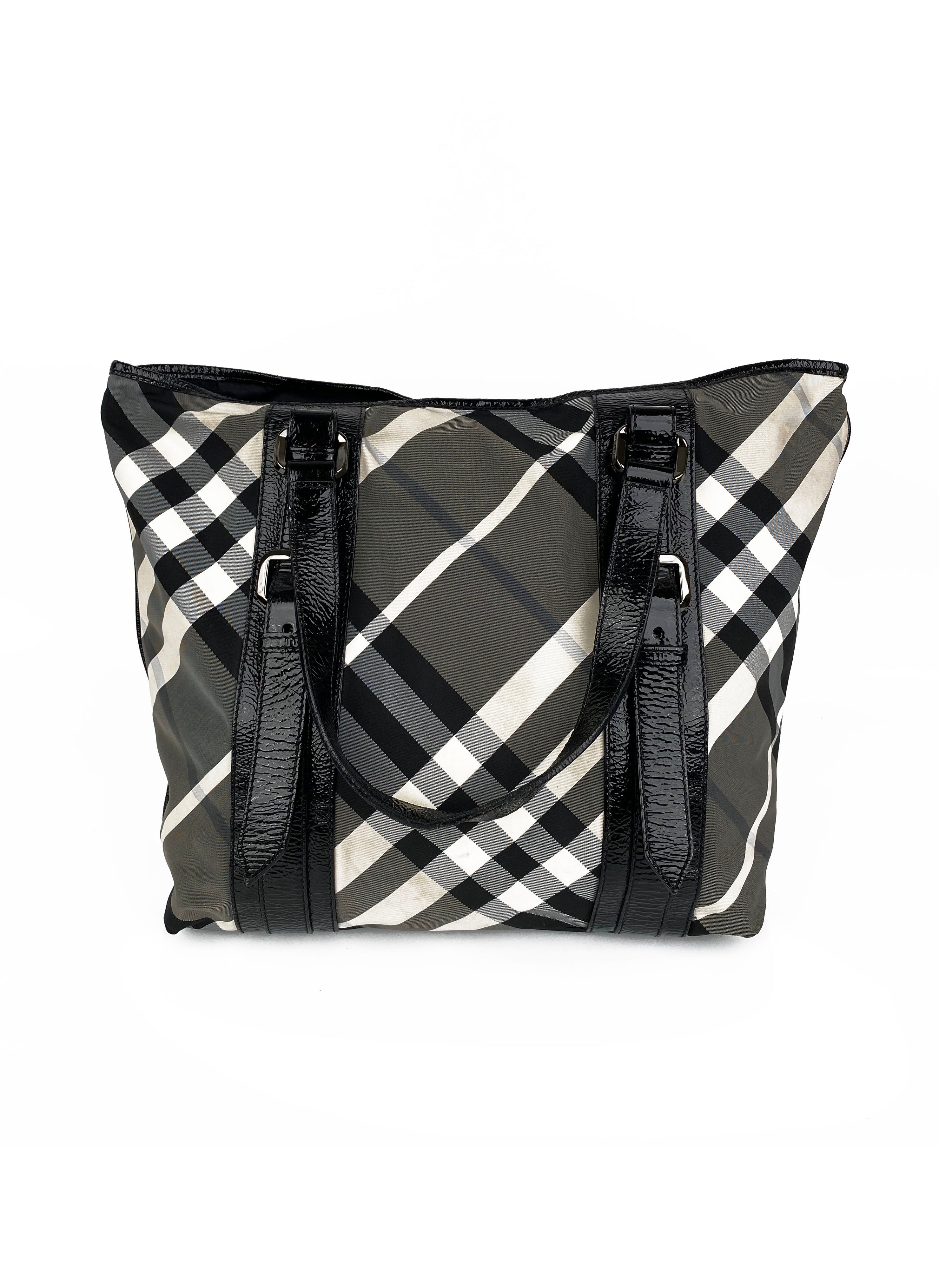 Burberry Black 
White Large Grey Tote