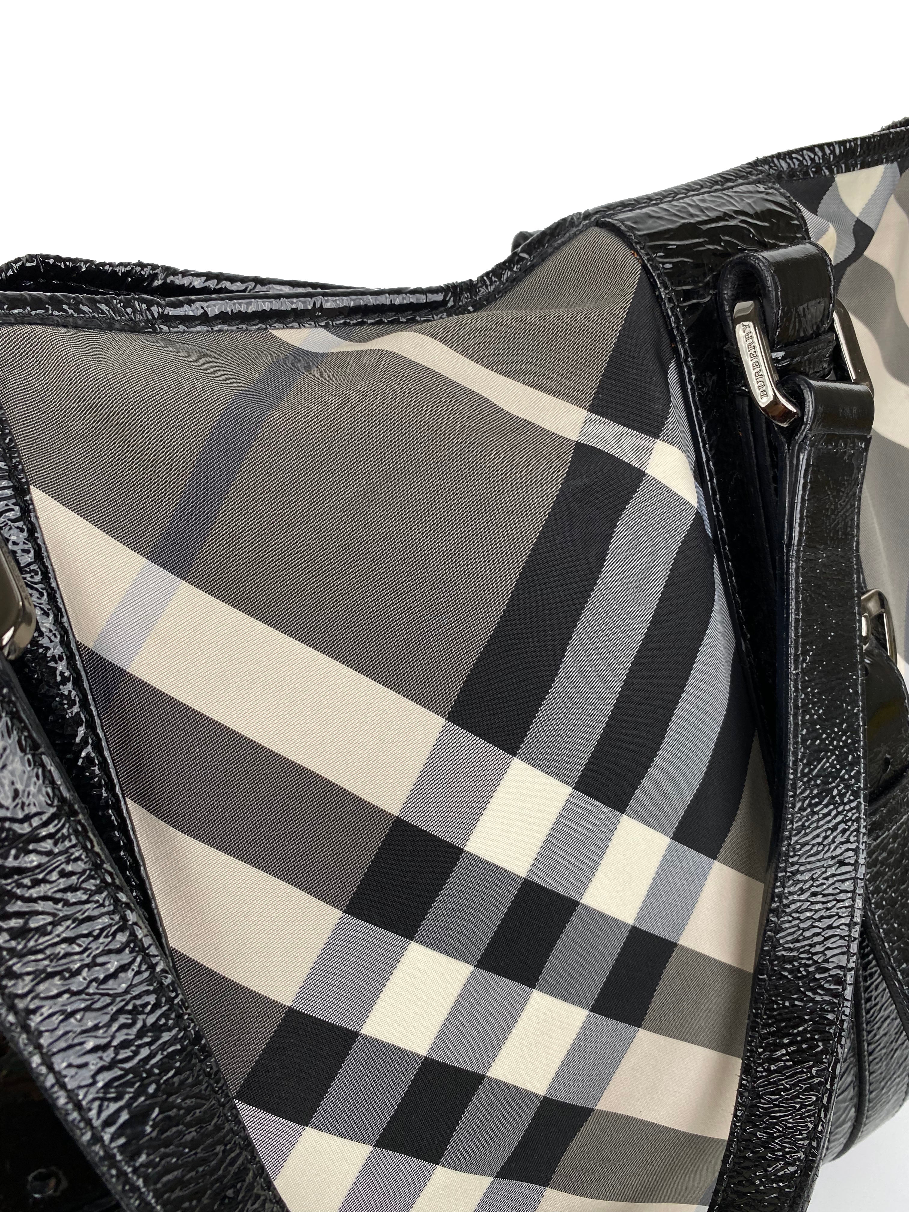 Burberry Black  White Large Grey Tote