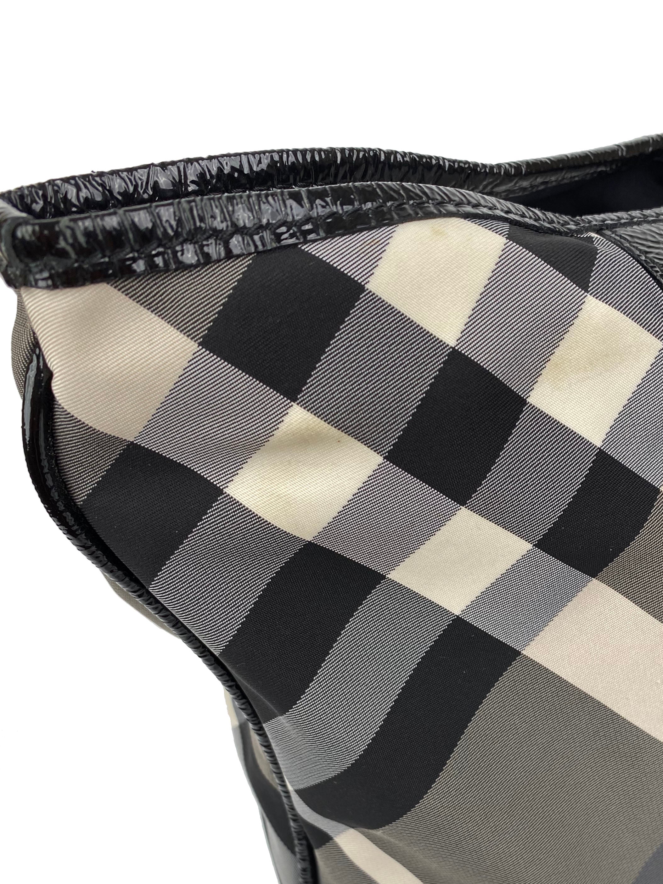 Burberry Black  White Large Grey Tote