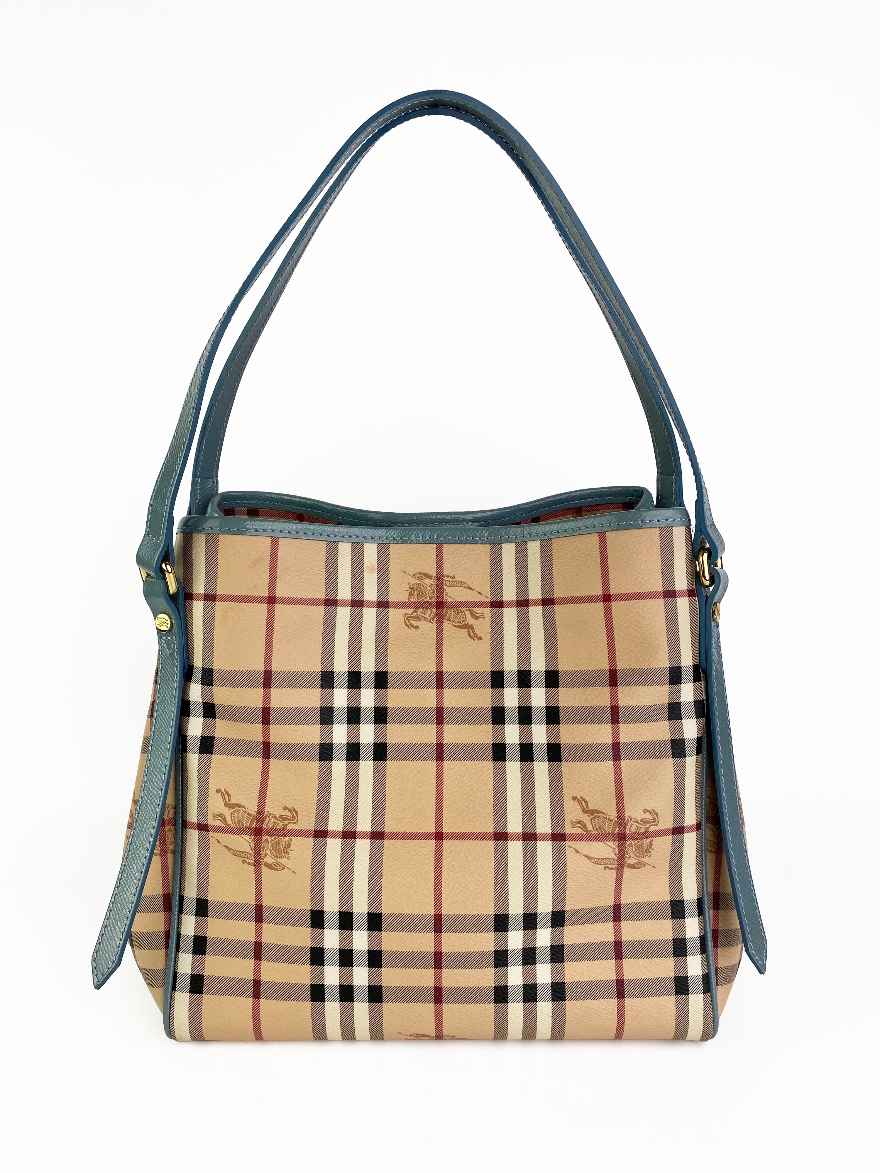 Burberry Blue Trim Haymarket Tote Bag