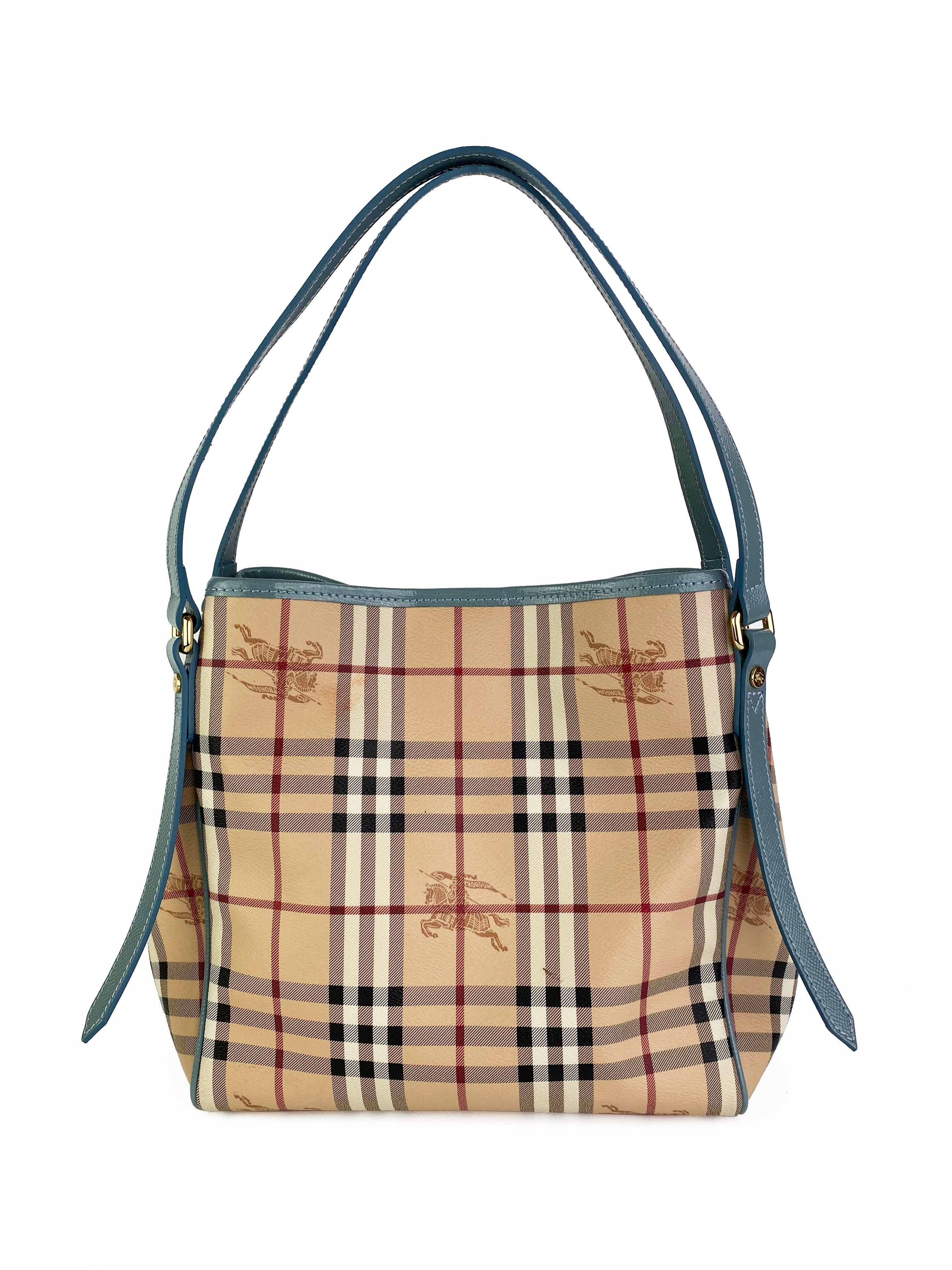 Burberry Blue Trim Haymarket Tote Bag